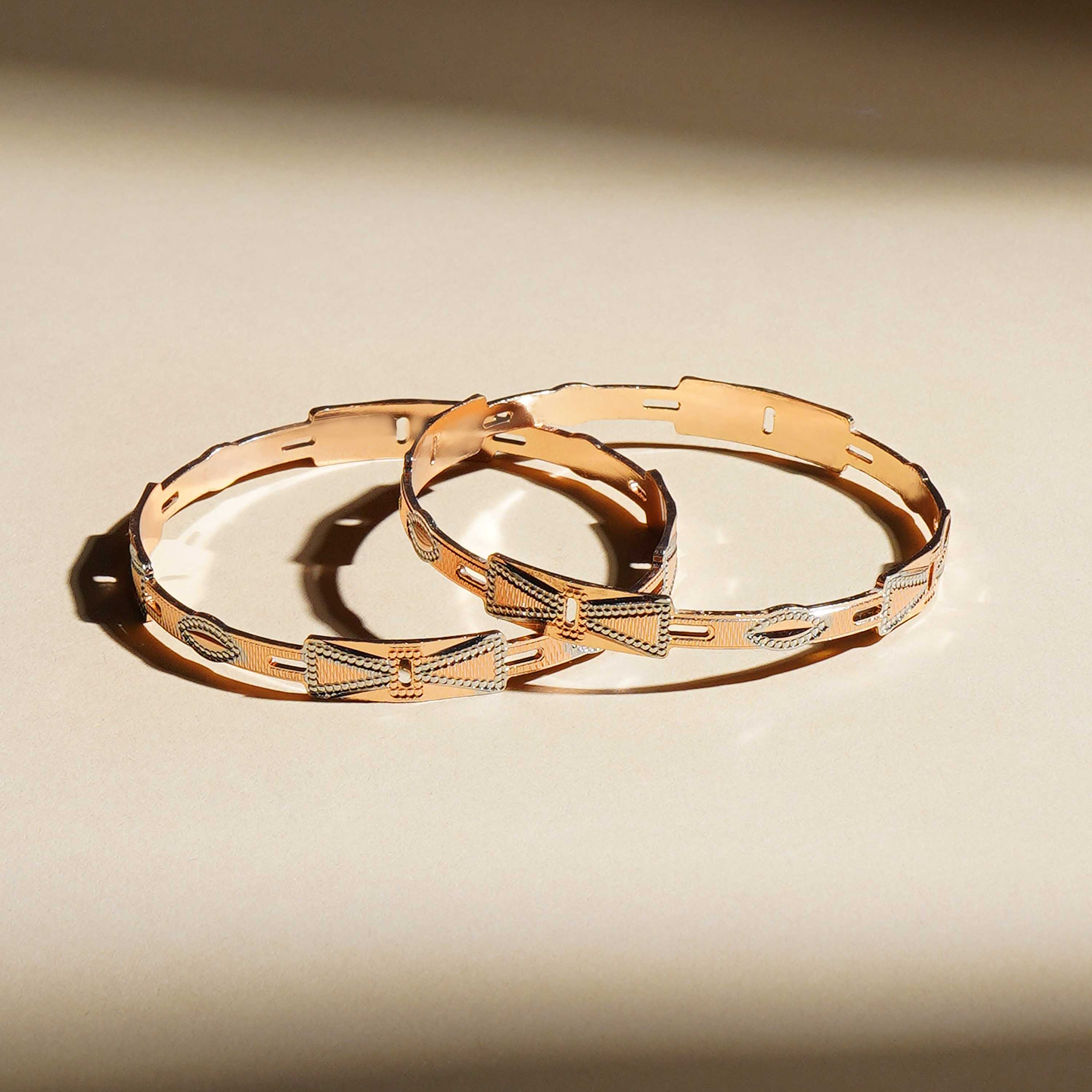Tiva Rose Gold Plated Bangles ( Set of 2 )