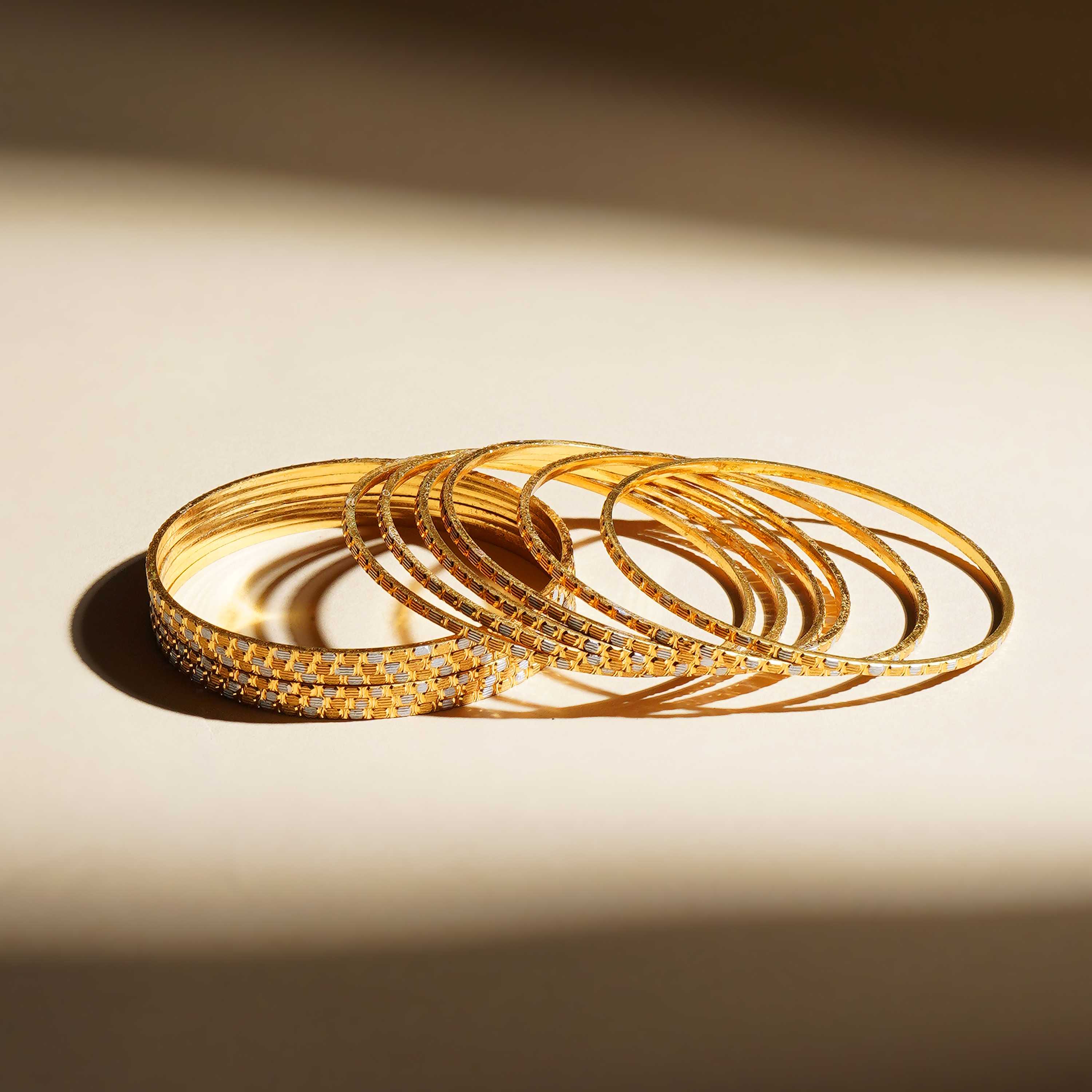 Anika Gold Plated Bangles ( Set of 12 )