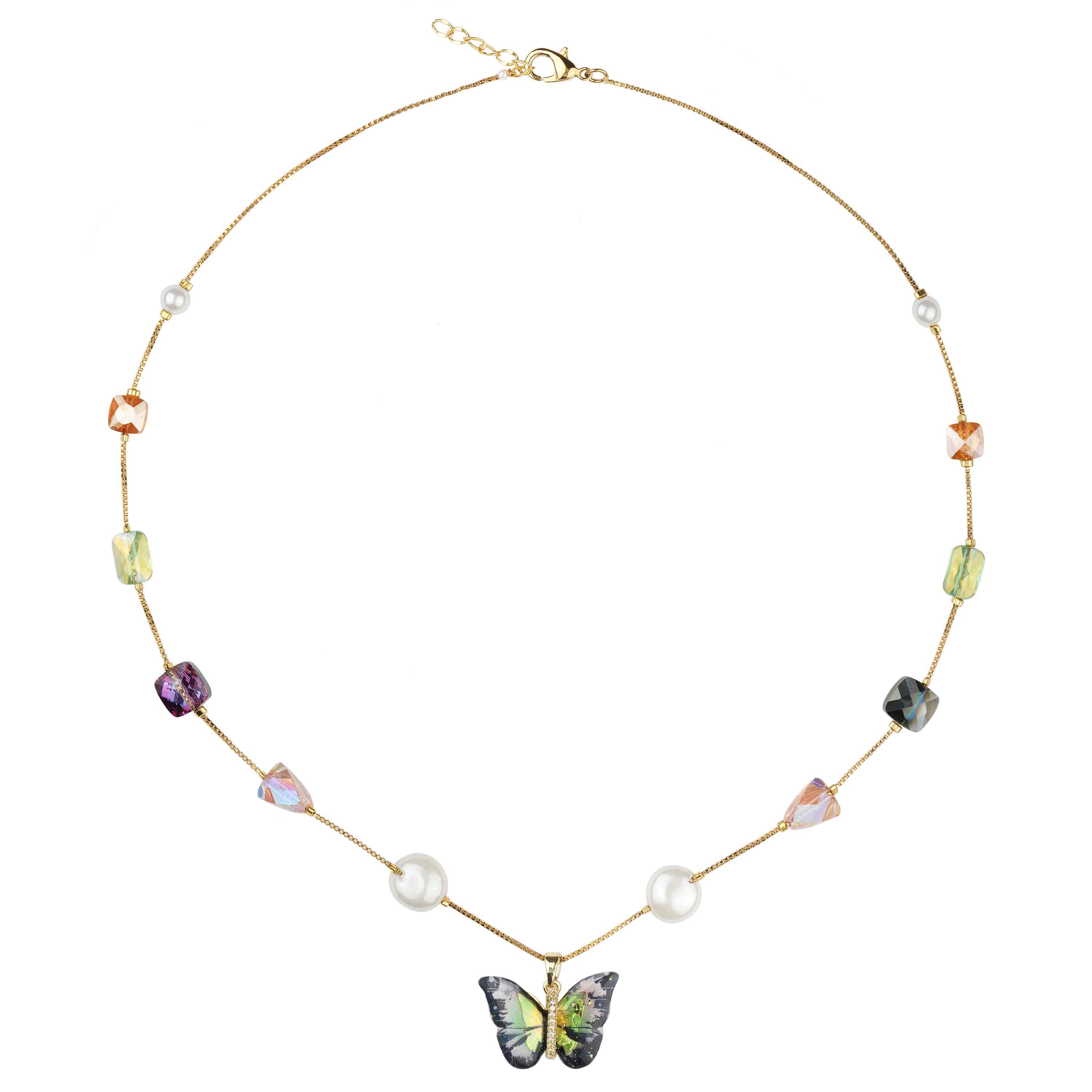 Amara Butterfly Pearl & Crystal Necklace Set