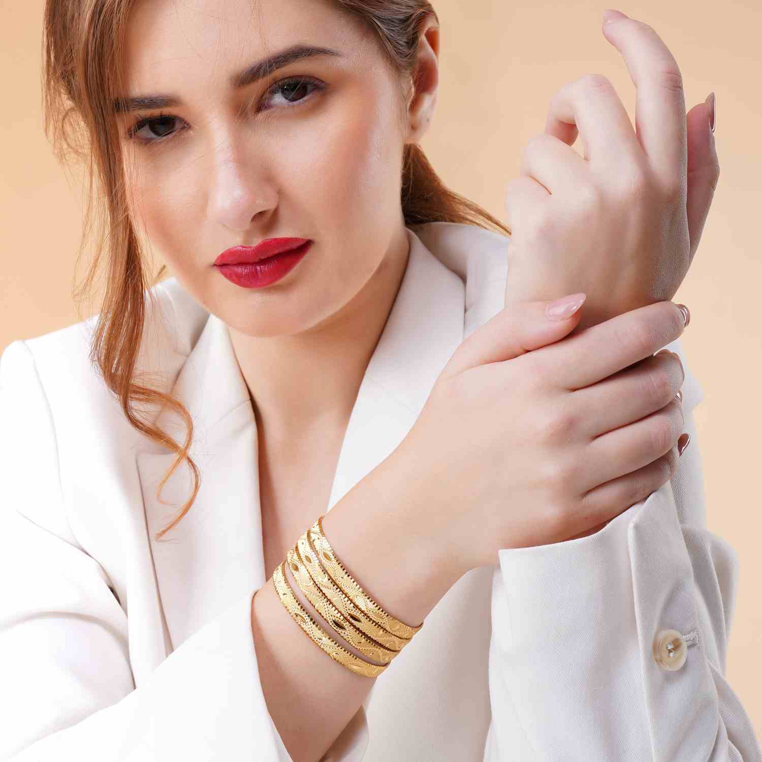 Lavya Gold Plated Bangles ( Set of 4 )