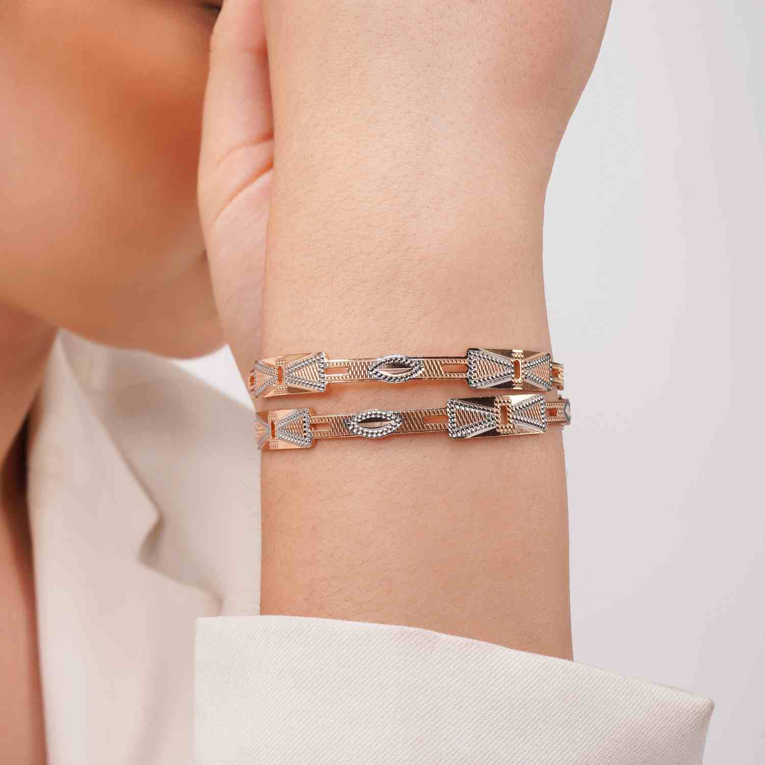 Tiva Rose Gold Plated Bangles ( Set of 2 )