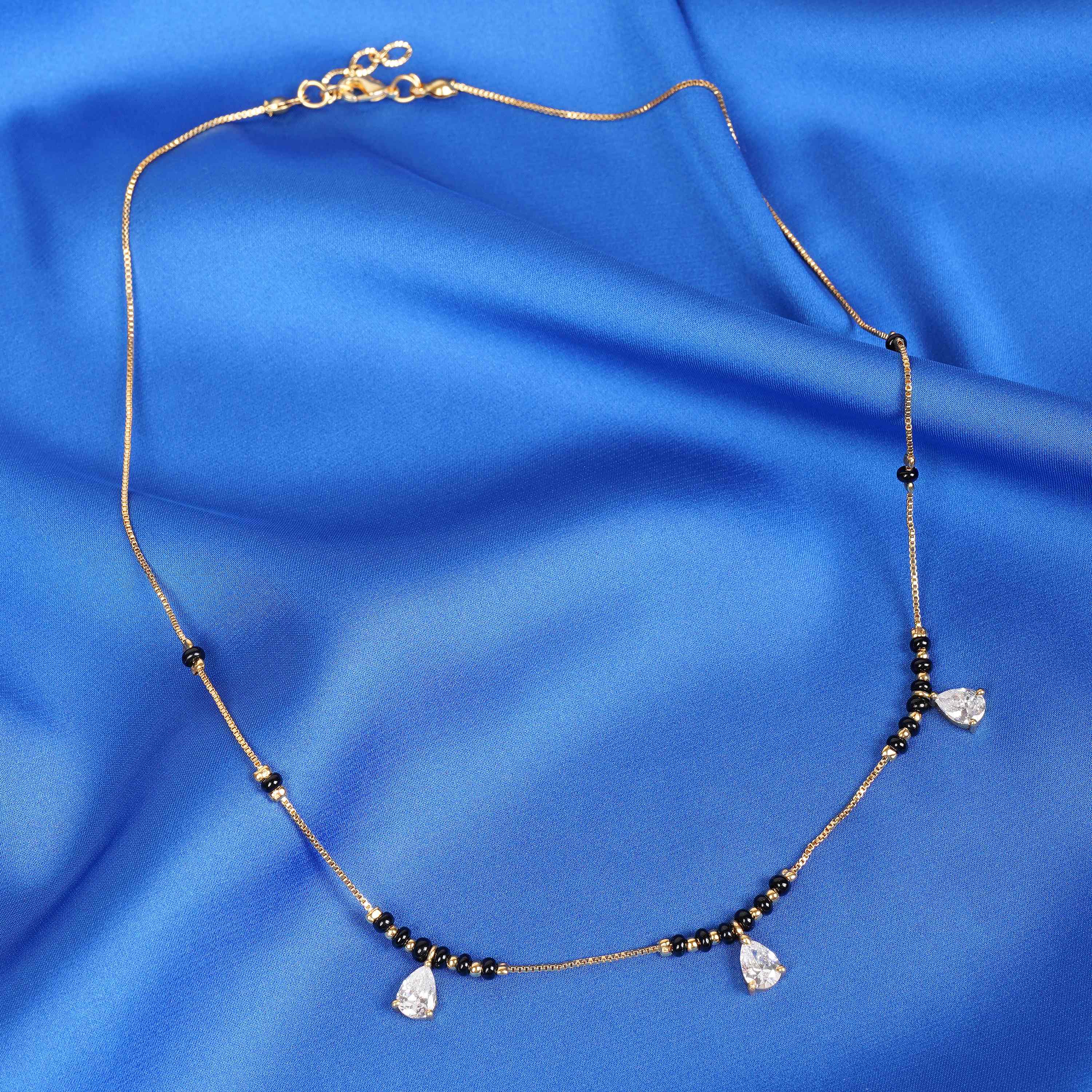 Aparna gold plated mangalsutra traditional necklace black beads Close-Up Product Image