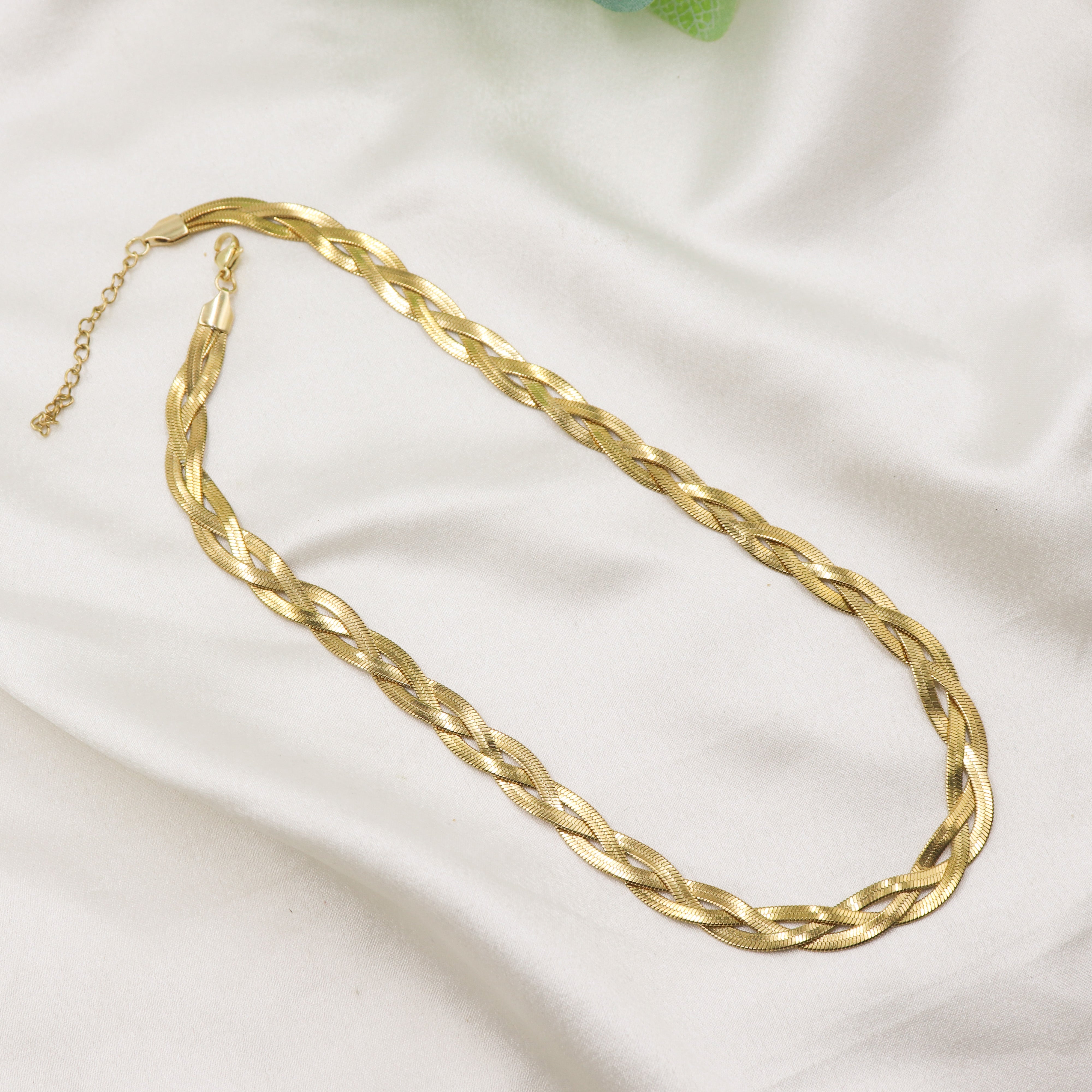 Elena Twisted Chain 18k Gold-Plated Braided Necklace