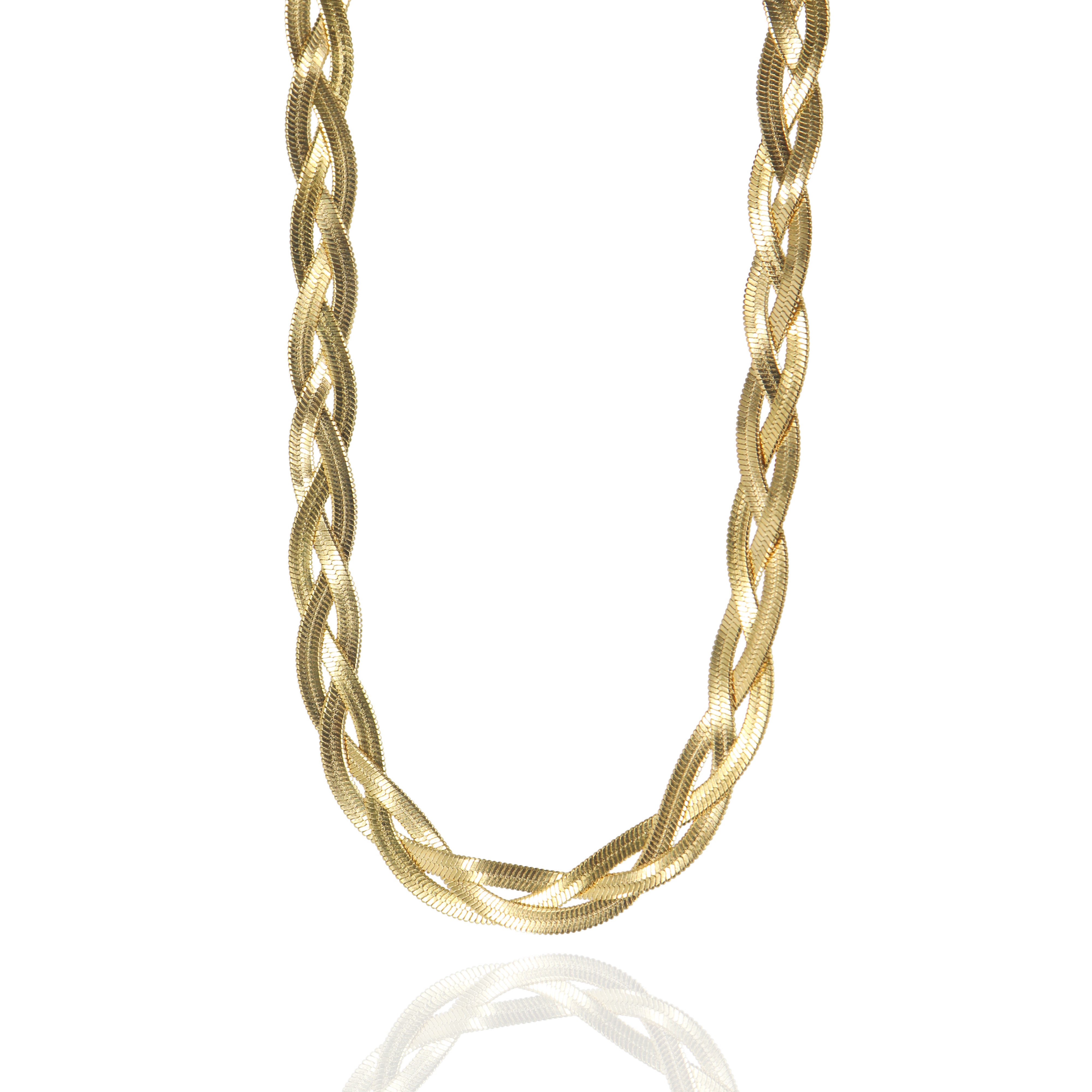 Elena Twisted Chain 18k Gold-Plated Braided Necklace