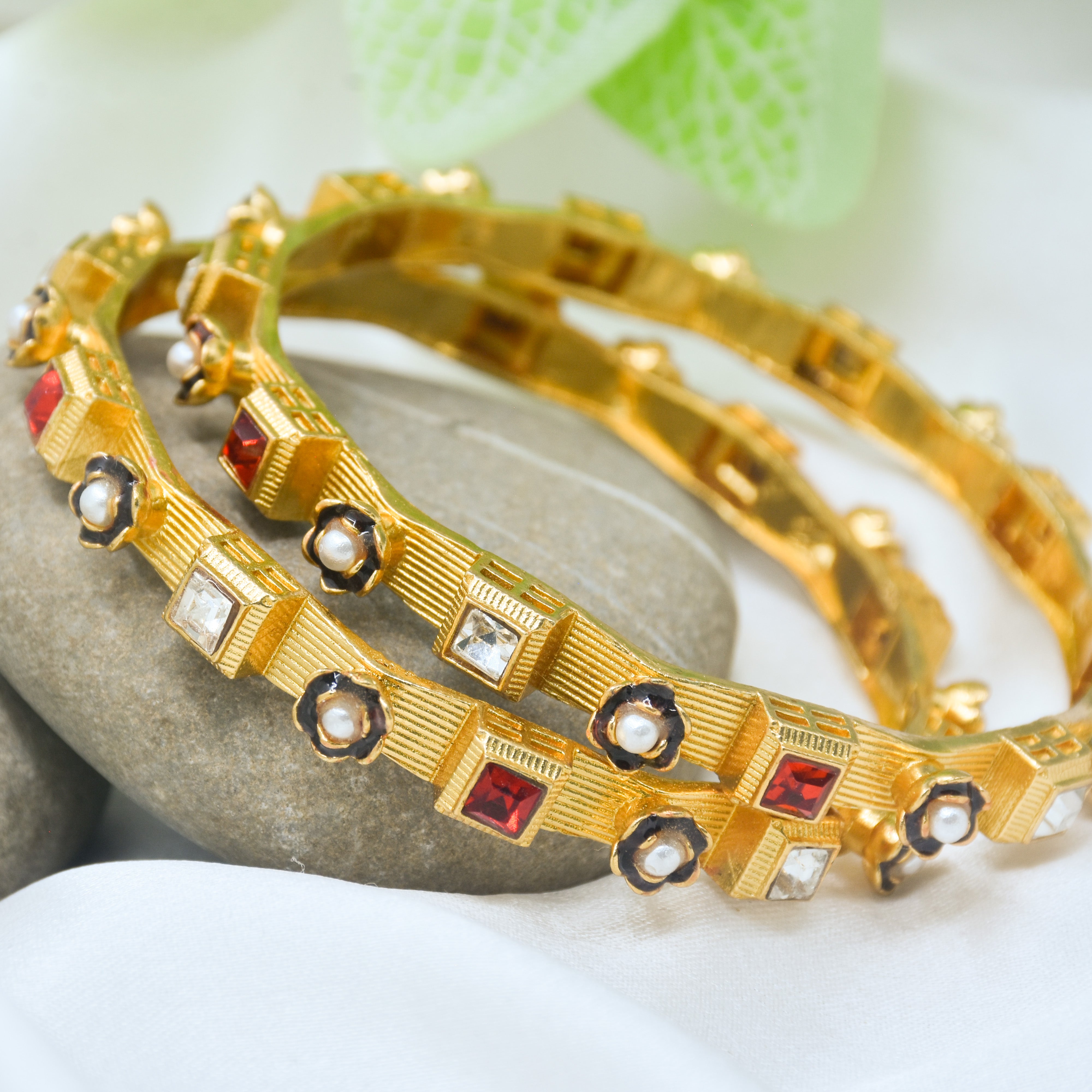 Omira Gold Plated Bangles ( Set of 2 )