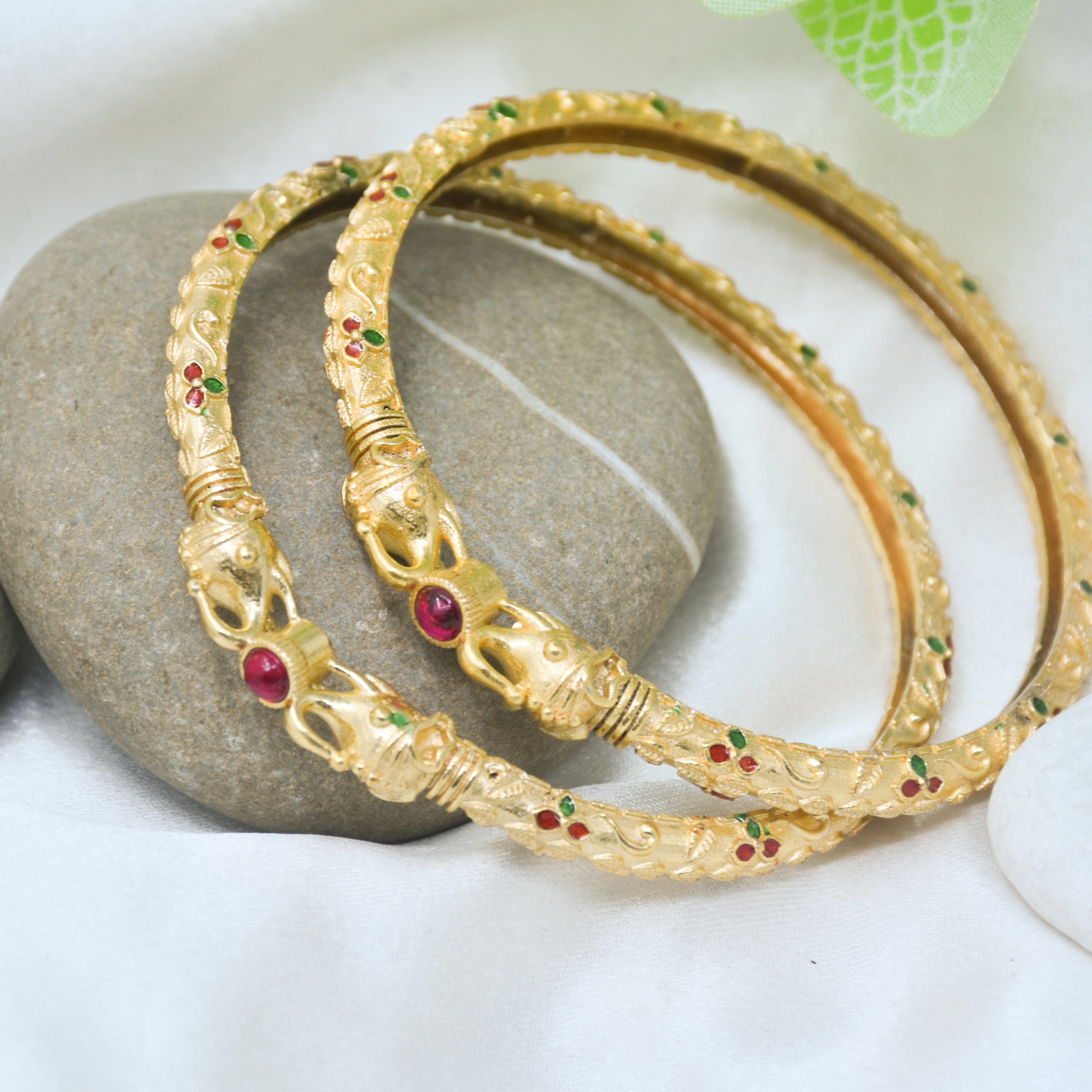 Dhravika Gold Plated Bangles ( Set of 2 )