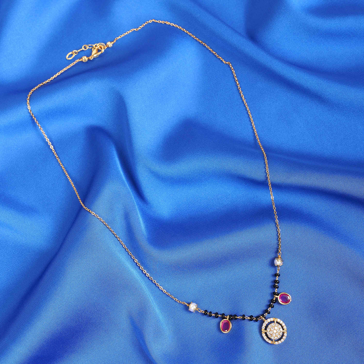 Asma gold plated mangalsutra with traditional black beads Close-Up Product Image