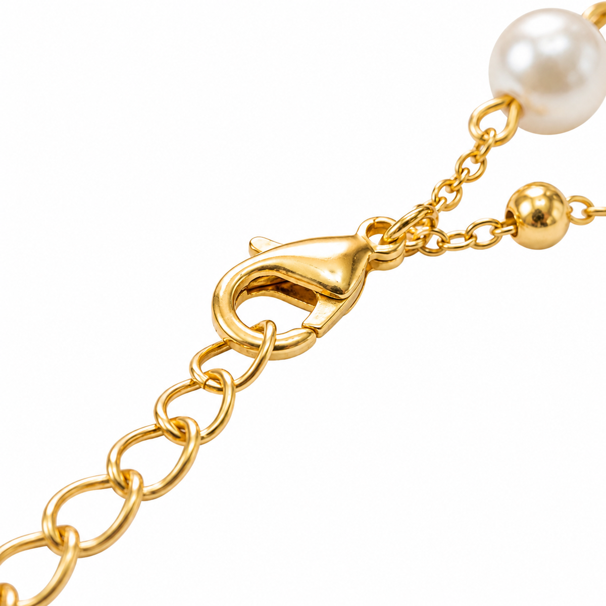 Marisol Pearl Station Layered Necklace, Gold finish