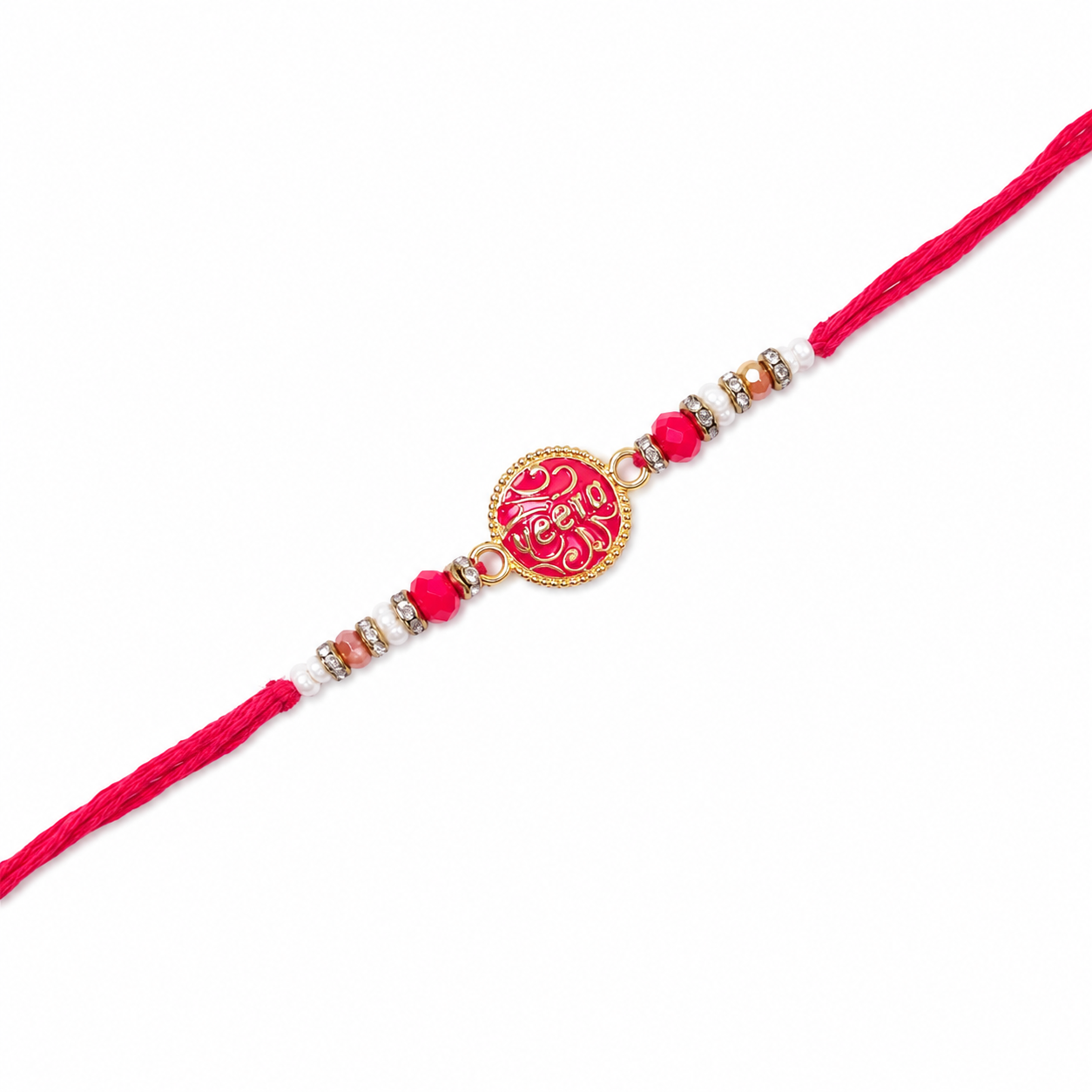 Veero Engraved Medallion Rakhi with Beaded Accents