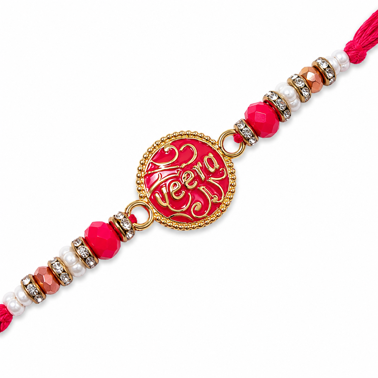 Veero Engraved Medallion Rakhi with Beaded Accents