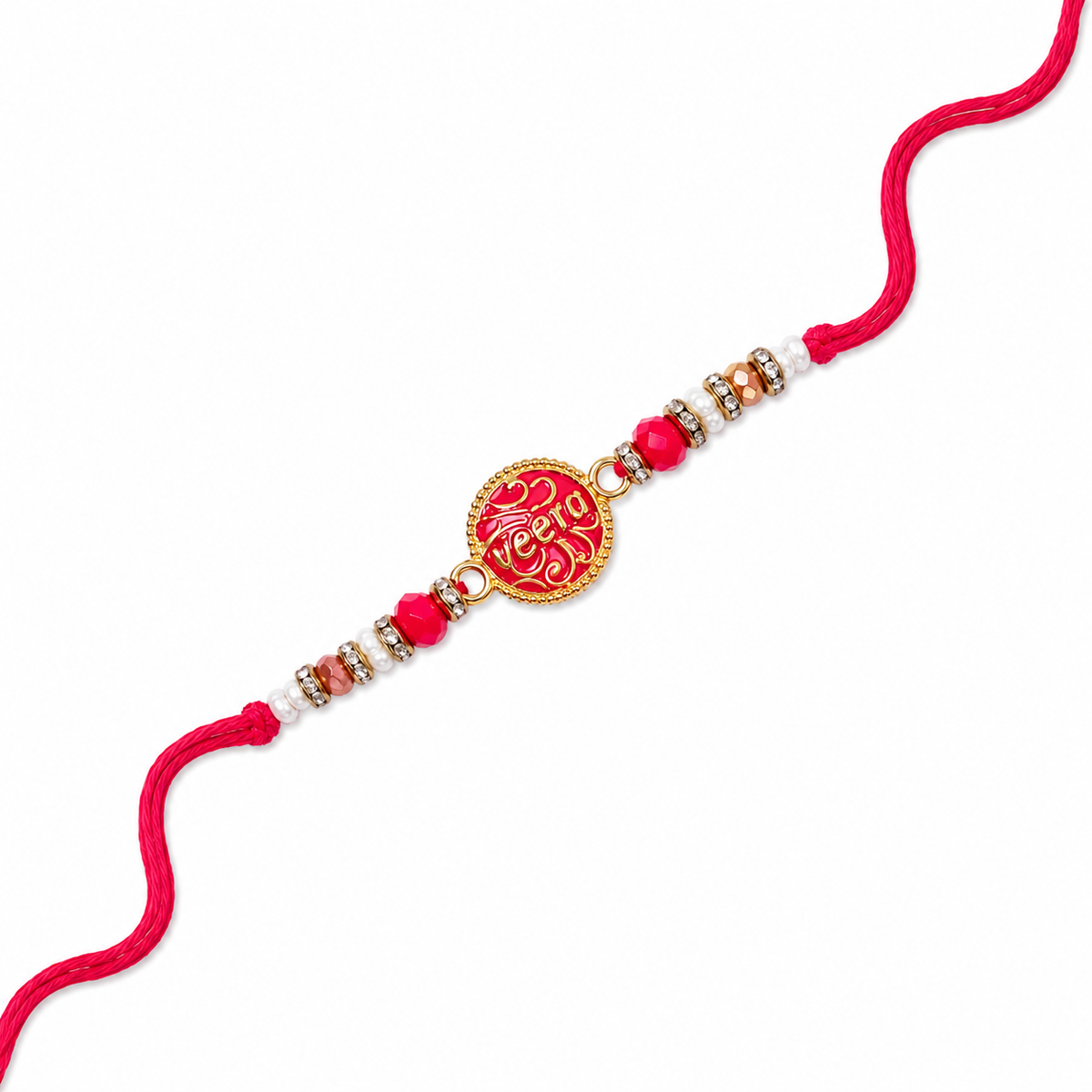 Veero Engraved Medallion Rakhi with Beaded Accents
