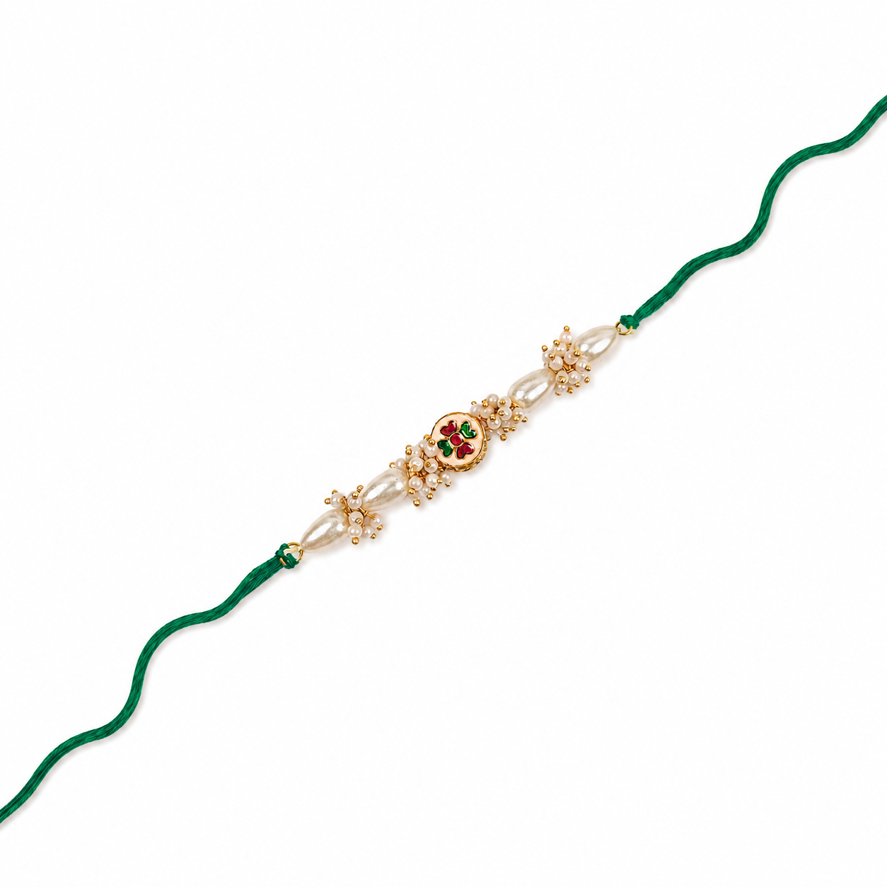 Meenakari Floral Rakhi with Pearl Cluster Accents