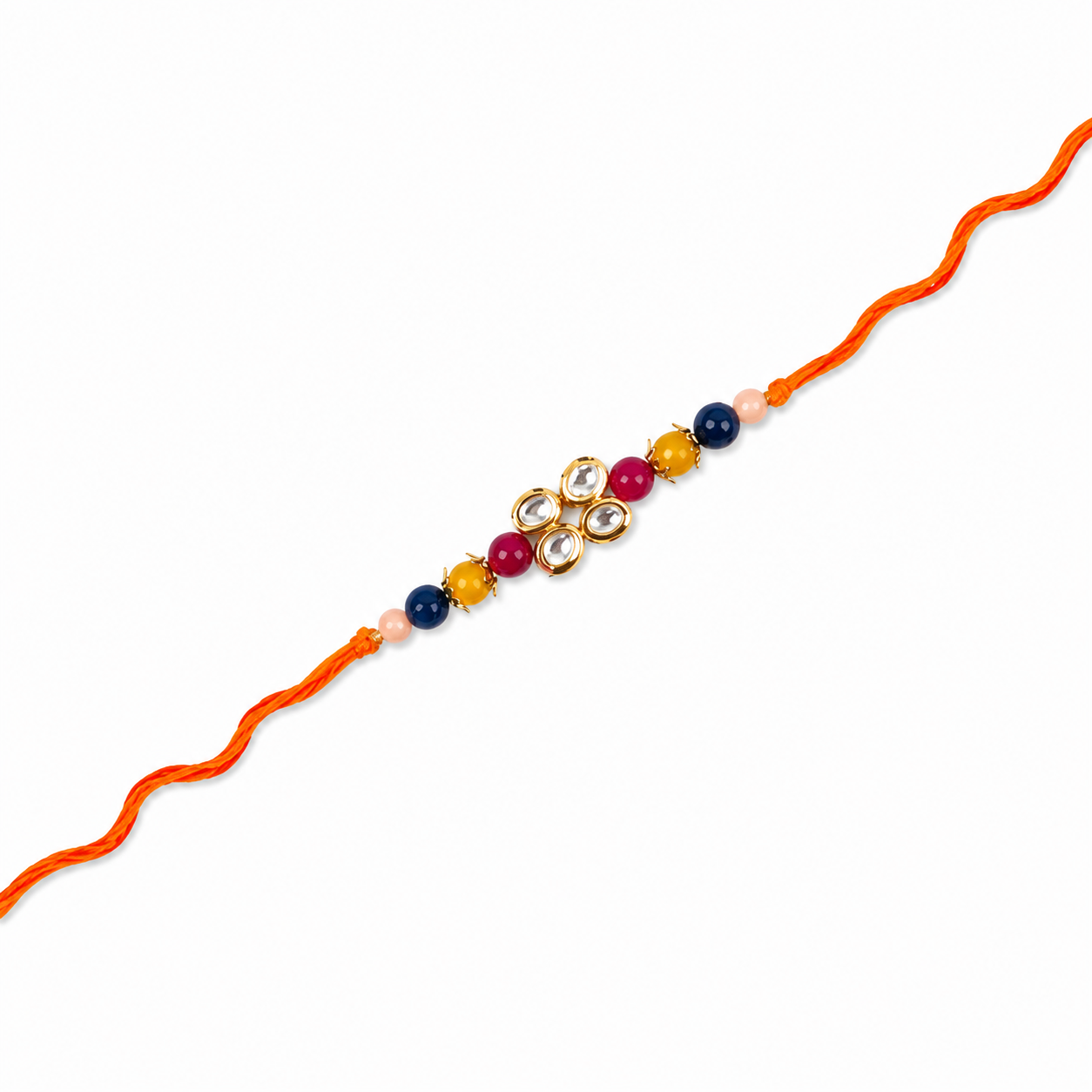 Kundan Stone Multicolor Cluster Rakhi