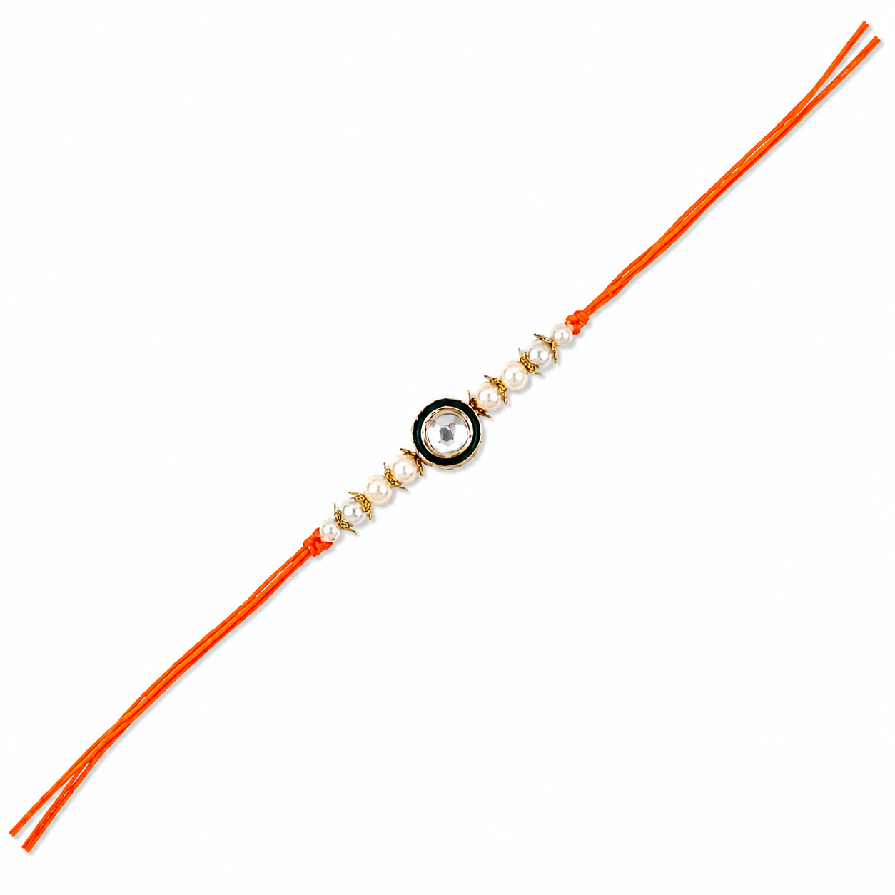 Pearl & Kundan Round Medallion Rakhi