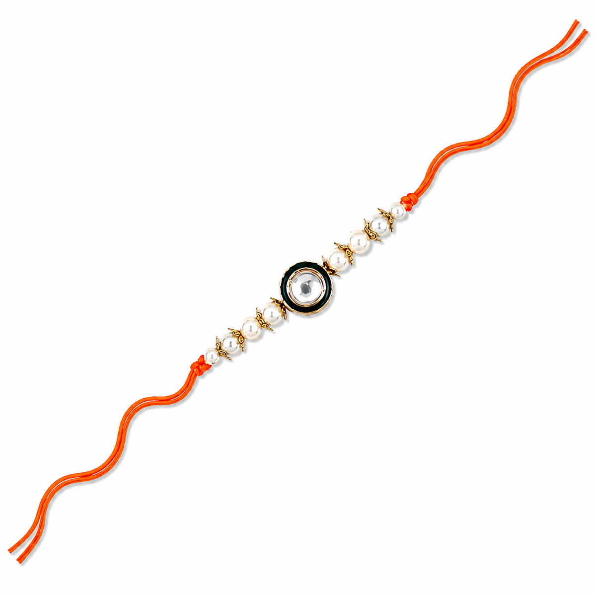 Pearl & Kundan Round Medallion Rakhi
