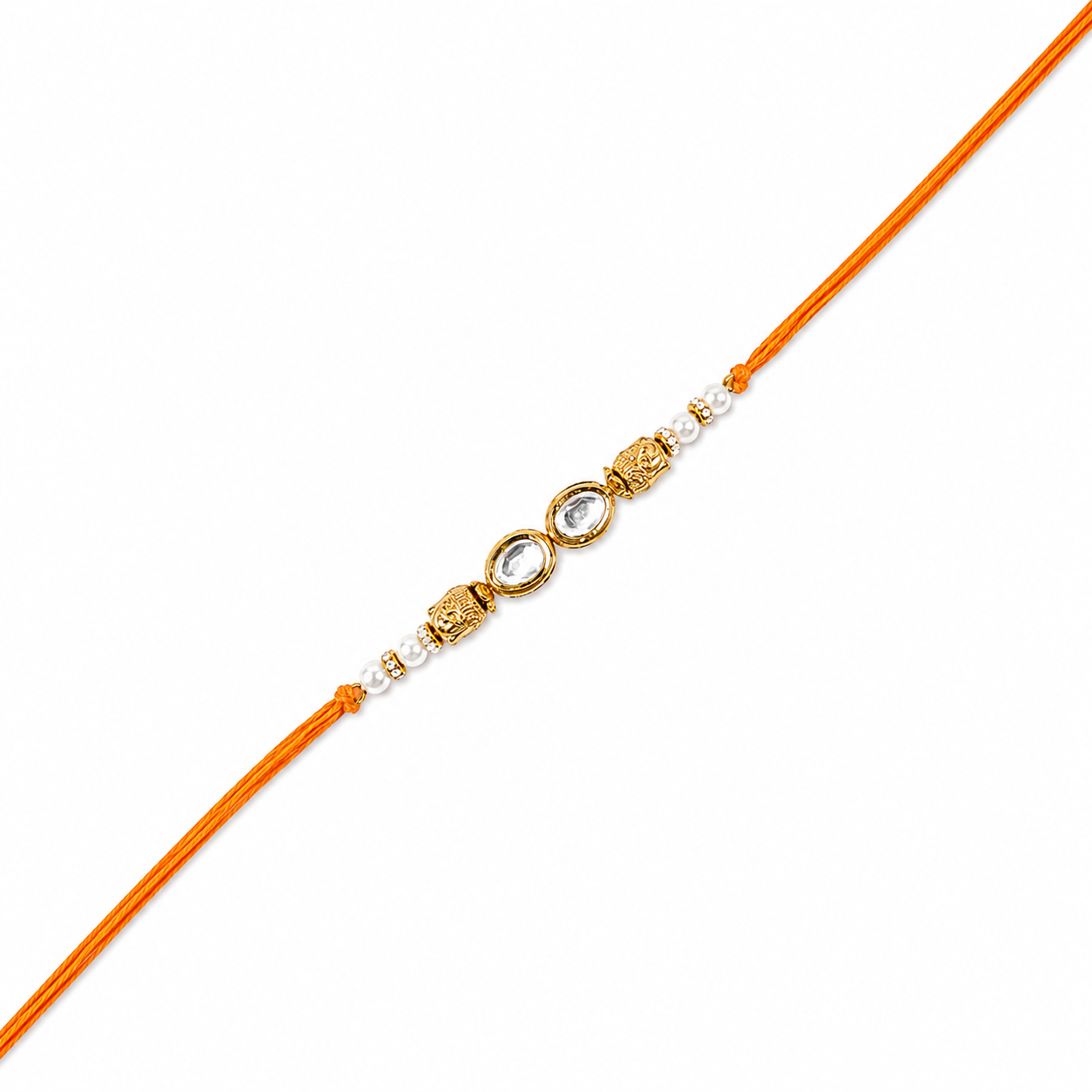 Ganesha Kundan Rakhi with Pearl Accents