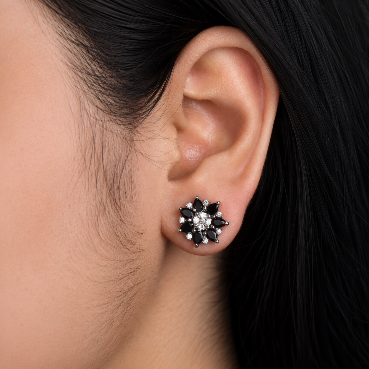 Elina CZ Diamond Cut Stud Earrings