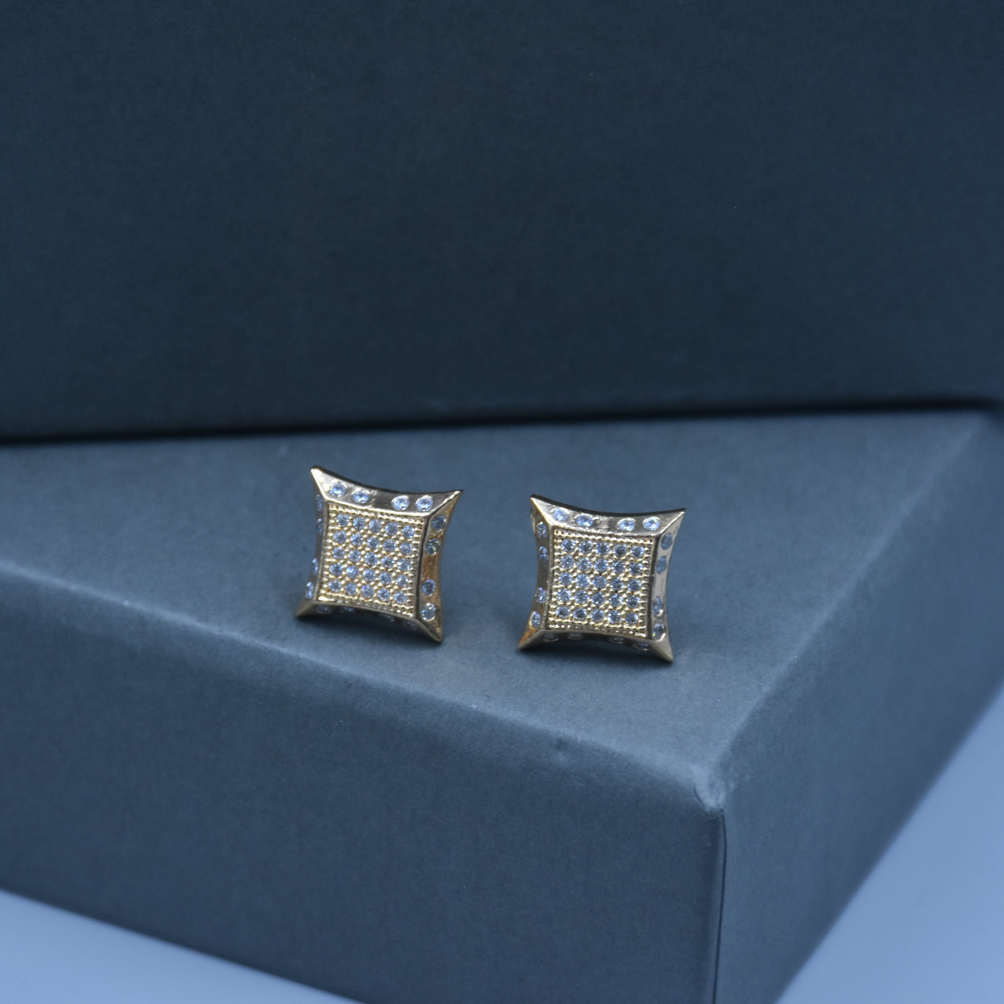 Close up CZ Diamond Cut Stud Earrings Yo Yo Honey Singh Design