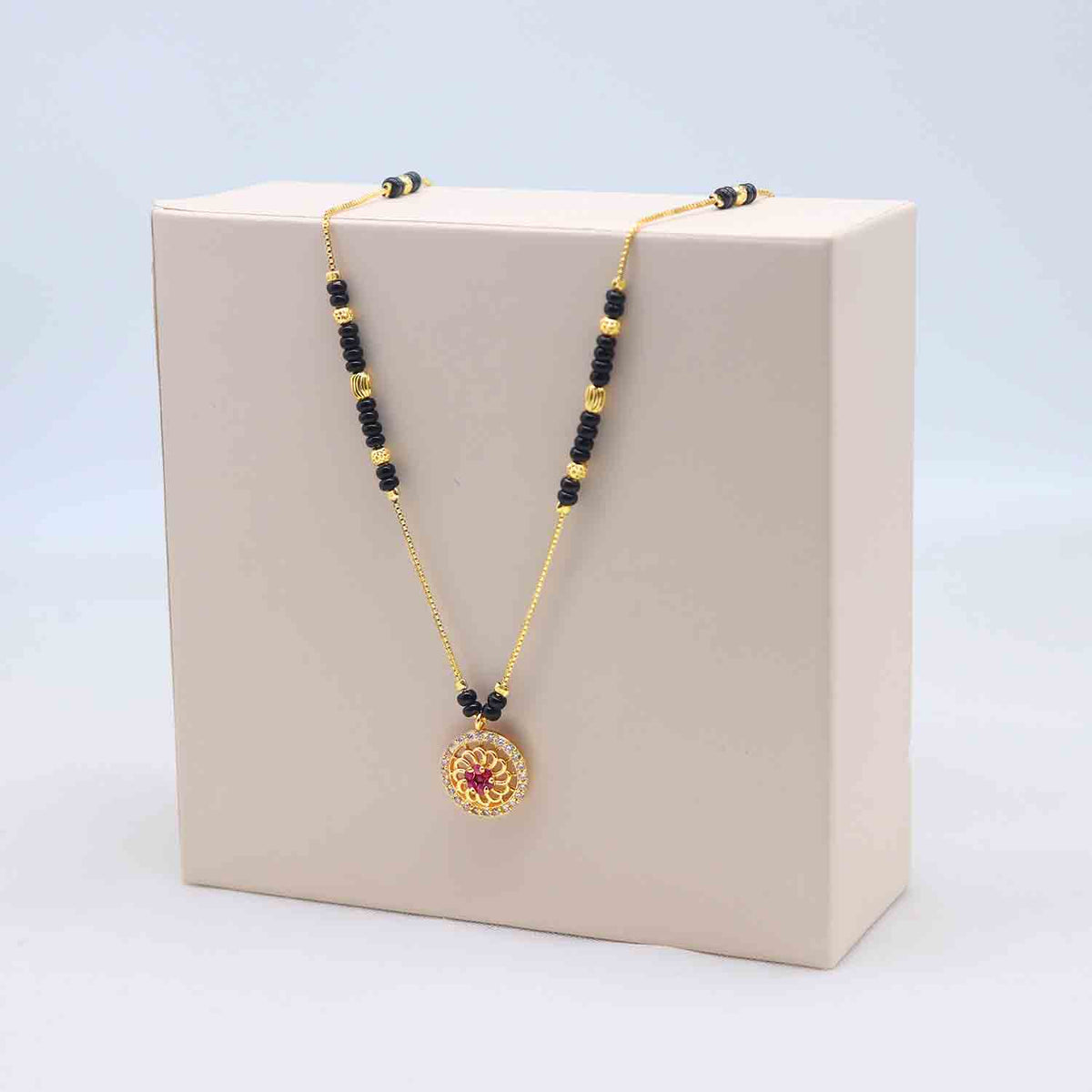 Close up of Akanksha mangalsutra pendant