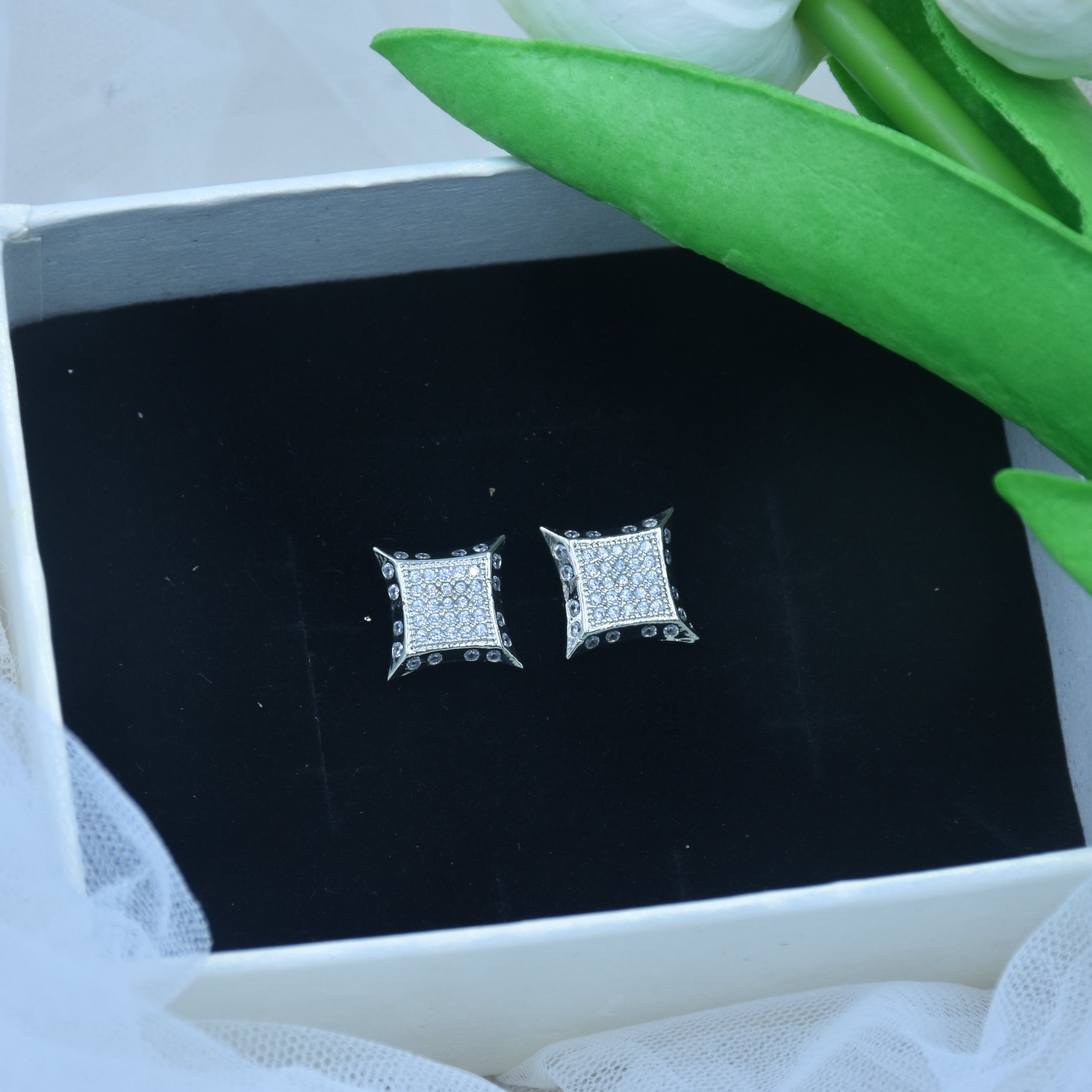 Yo Yo Honey Singh CZ Diamond Cut Stud Earrings