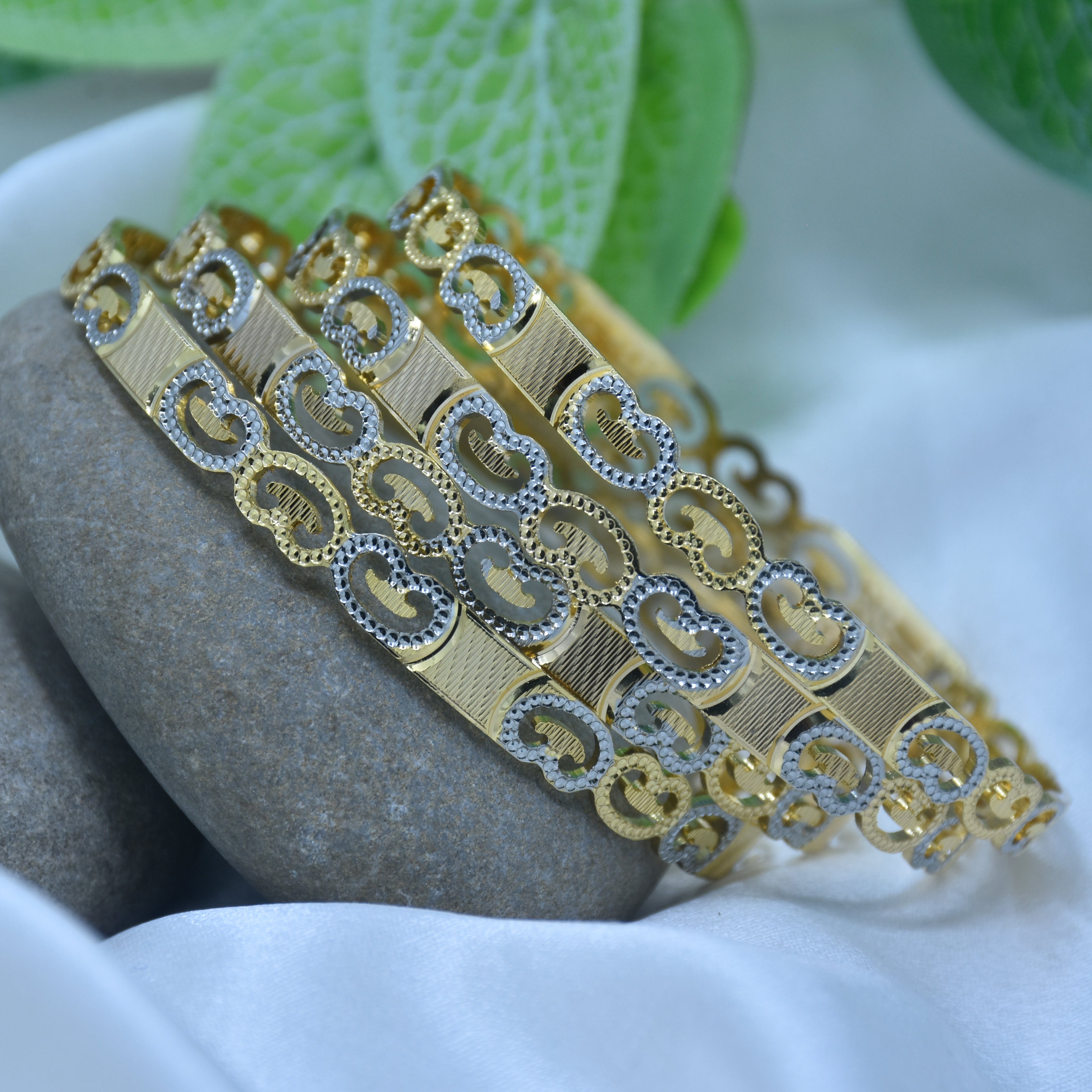 Vainavi Gold Plated Bangles ( Set of 4 )