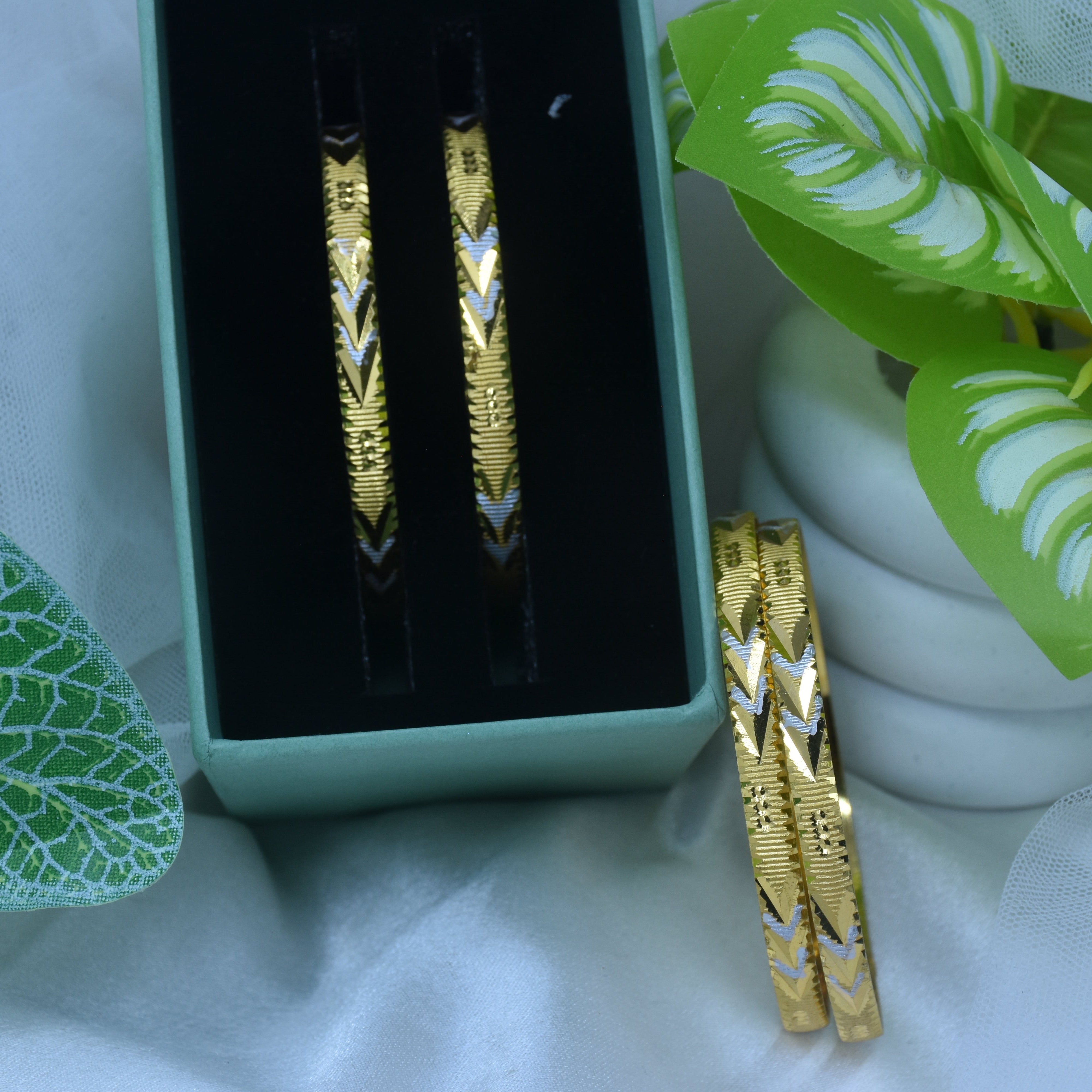Zianya Gold Plated Bangles ( Set of 4 )