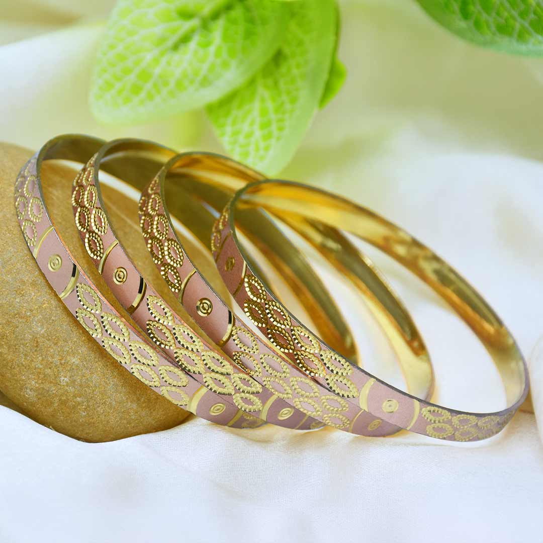 Ruvya Gold Plated Bangles ( Set of 4 )