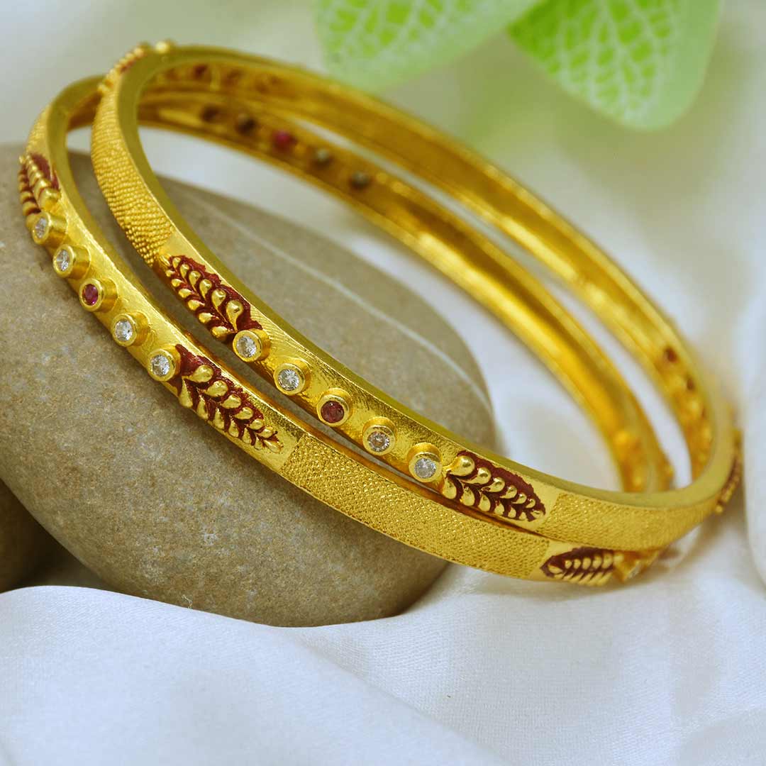Piya Gold Plated Bangles ( Set of 2 )