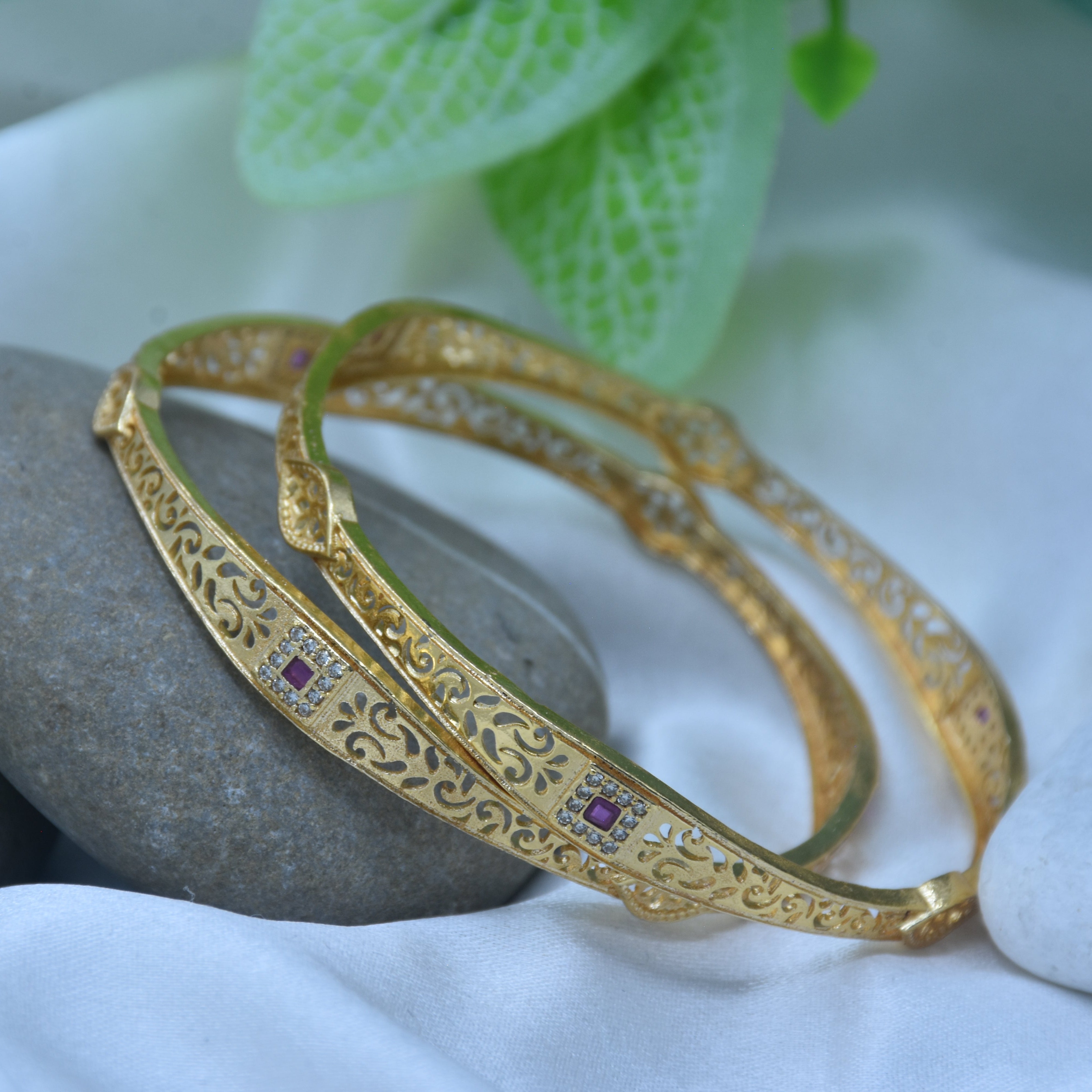 Rishaani Gold Plated Bangles ( Set of 2 )