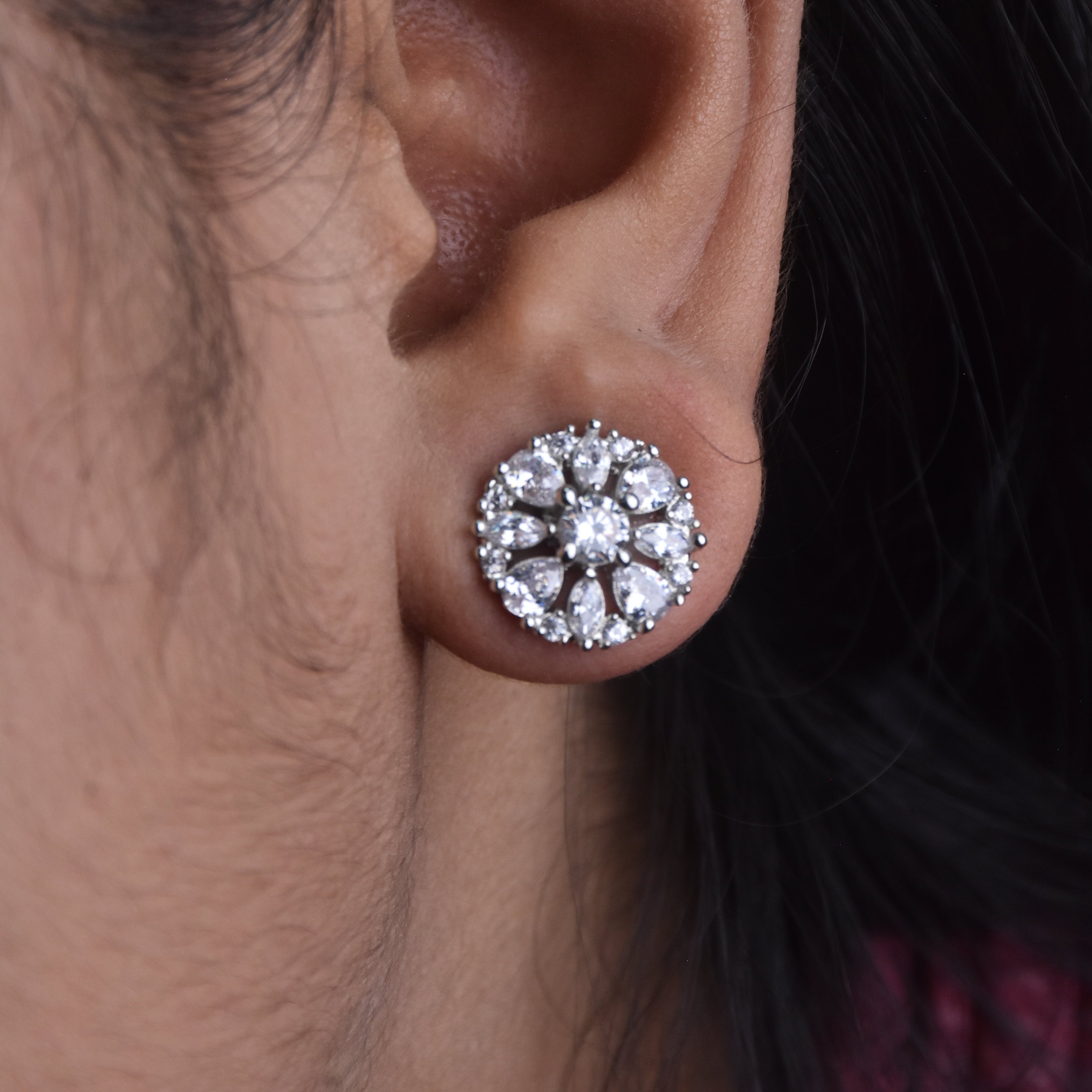 Charita CZ Diamond cut Stud Earrings