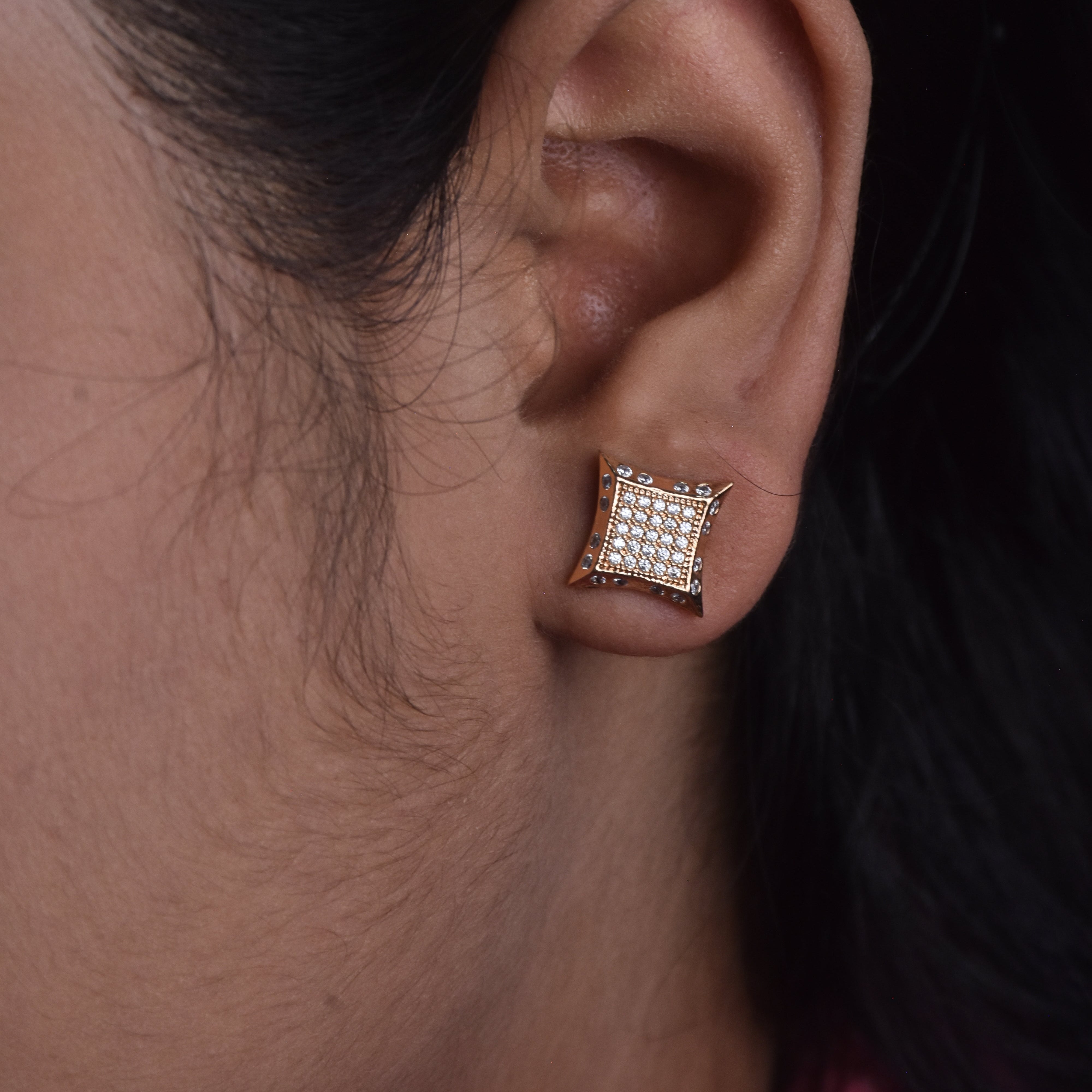 Yo Yo Honey Singh CZ Diamond Cut Stud Earrings