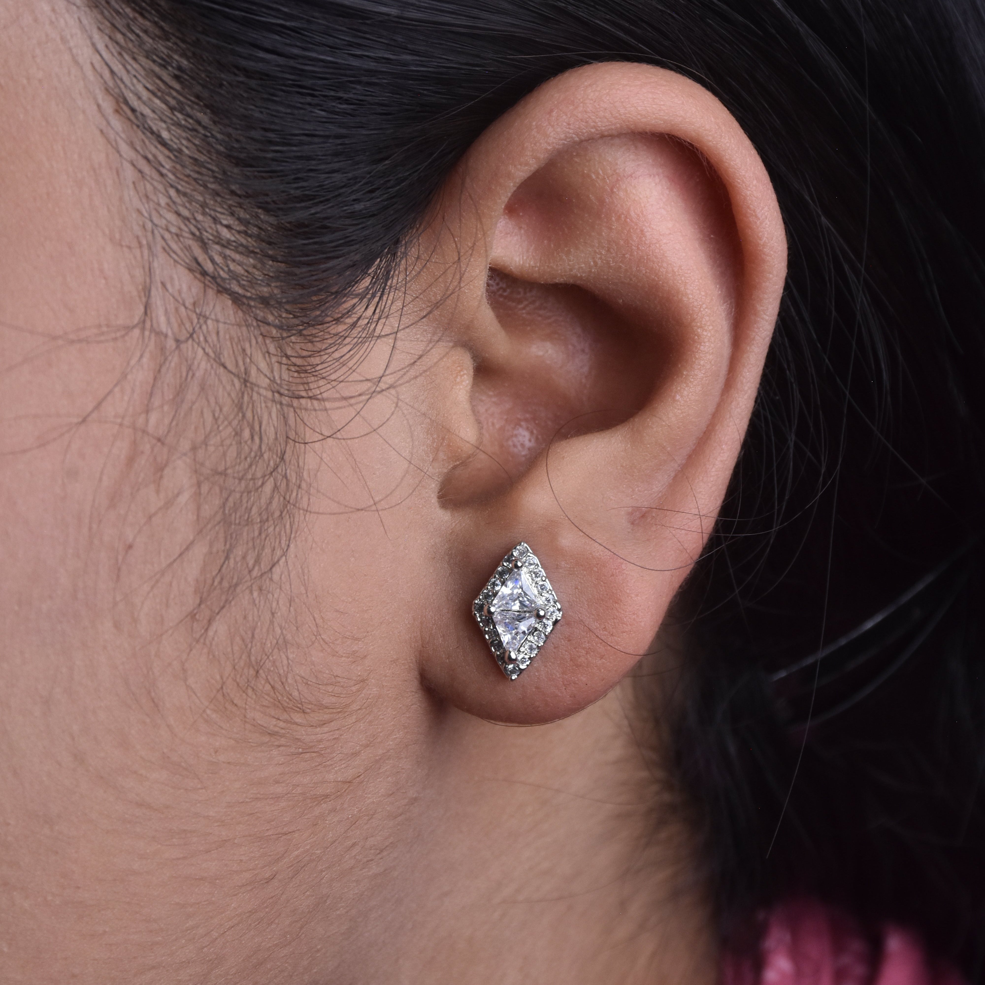 Sharvani CZ Diamond cut Stud Earrings