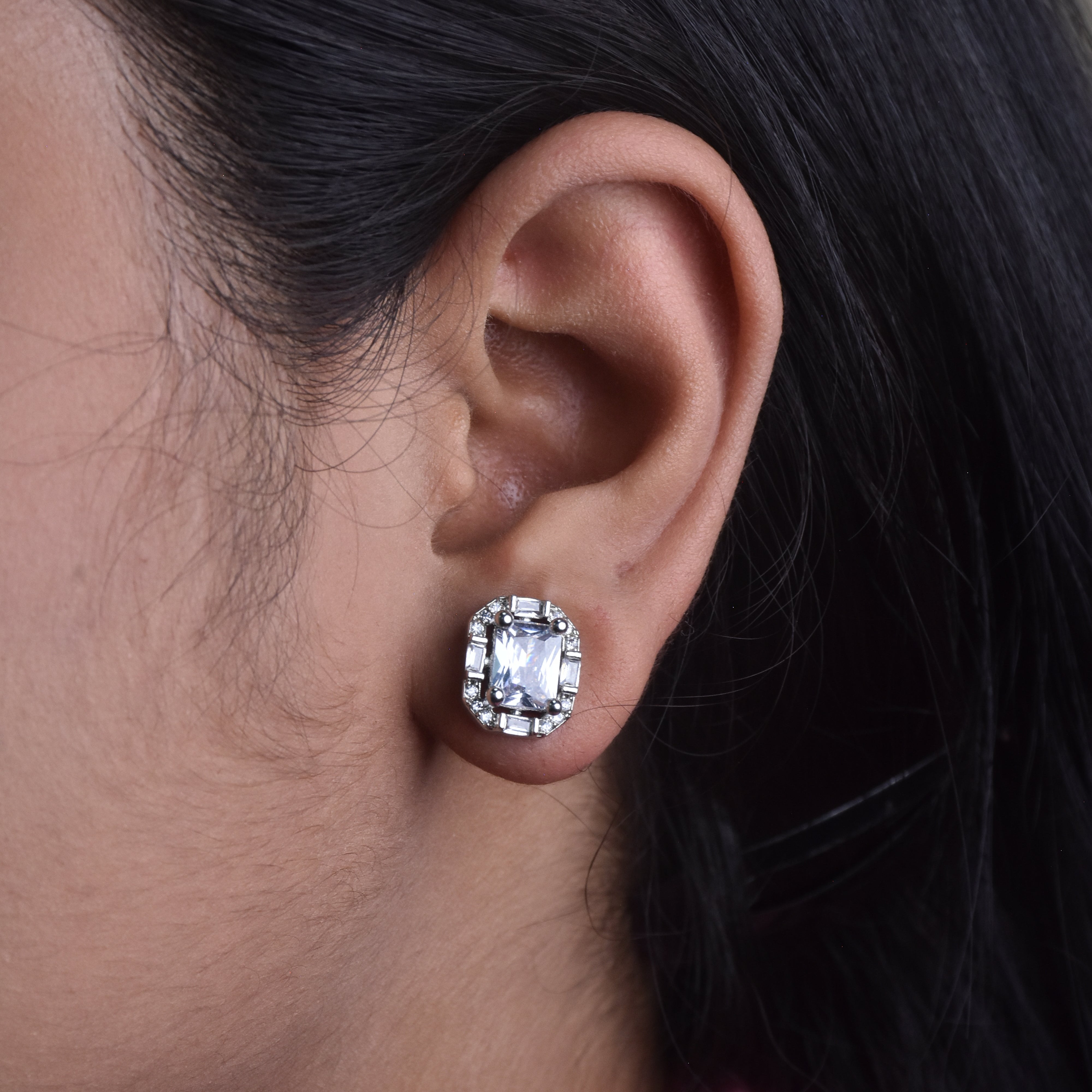 Urvashi CZ Diamond cut Stud Earrings