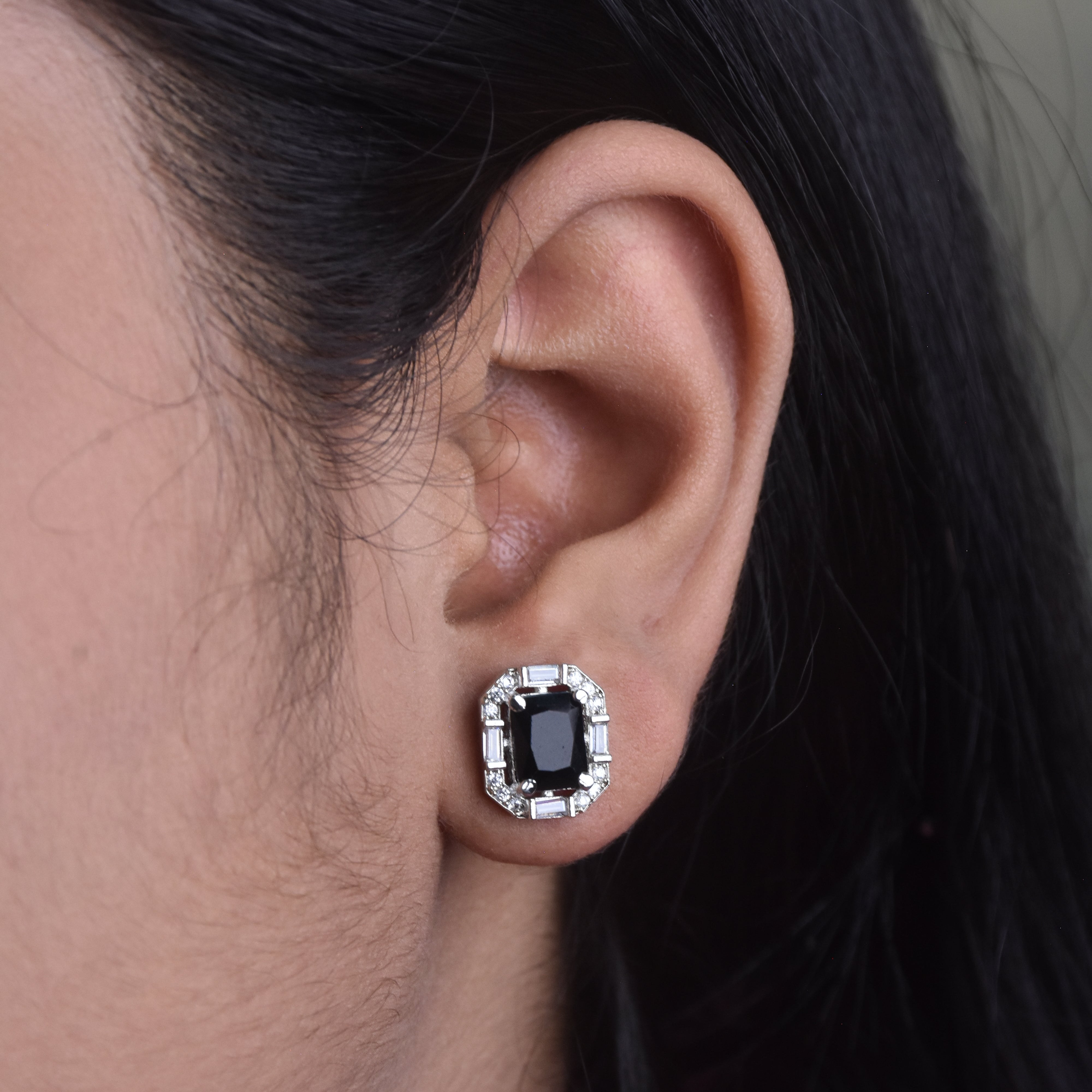 Urvashi CZ Diamond cut Stud Earrings