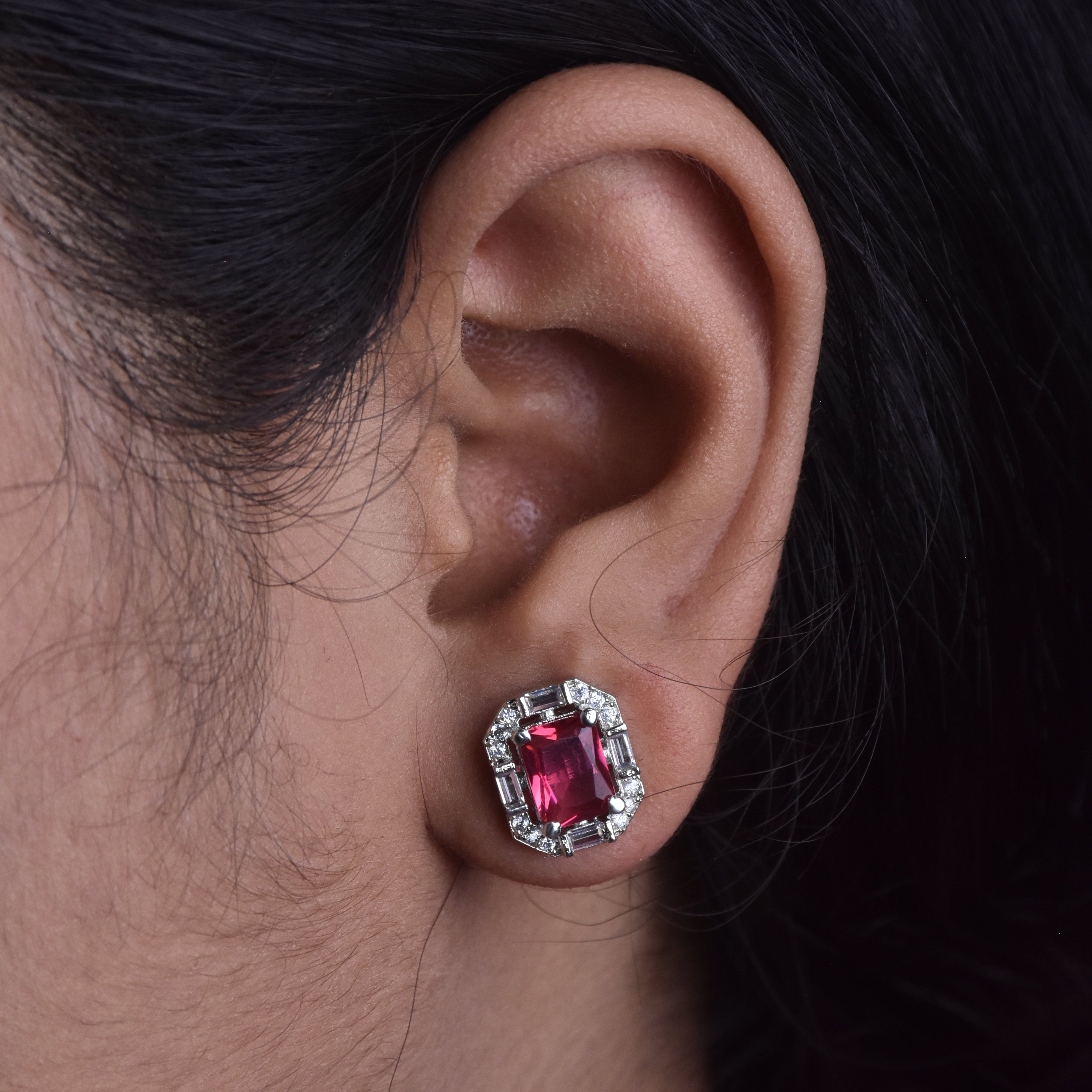 Urvashi CZ Diamond cut Stud Earrings