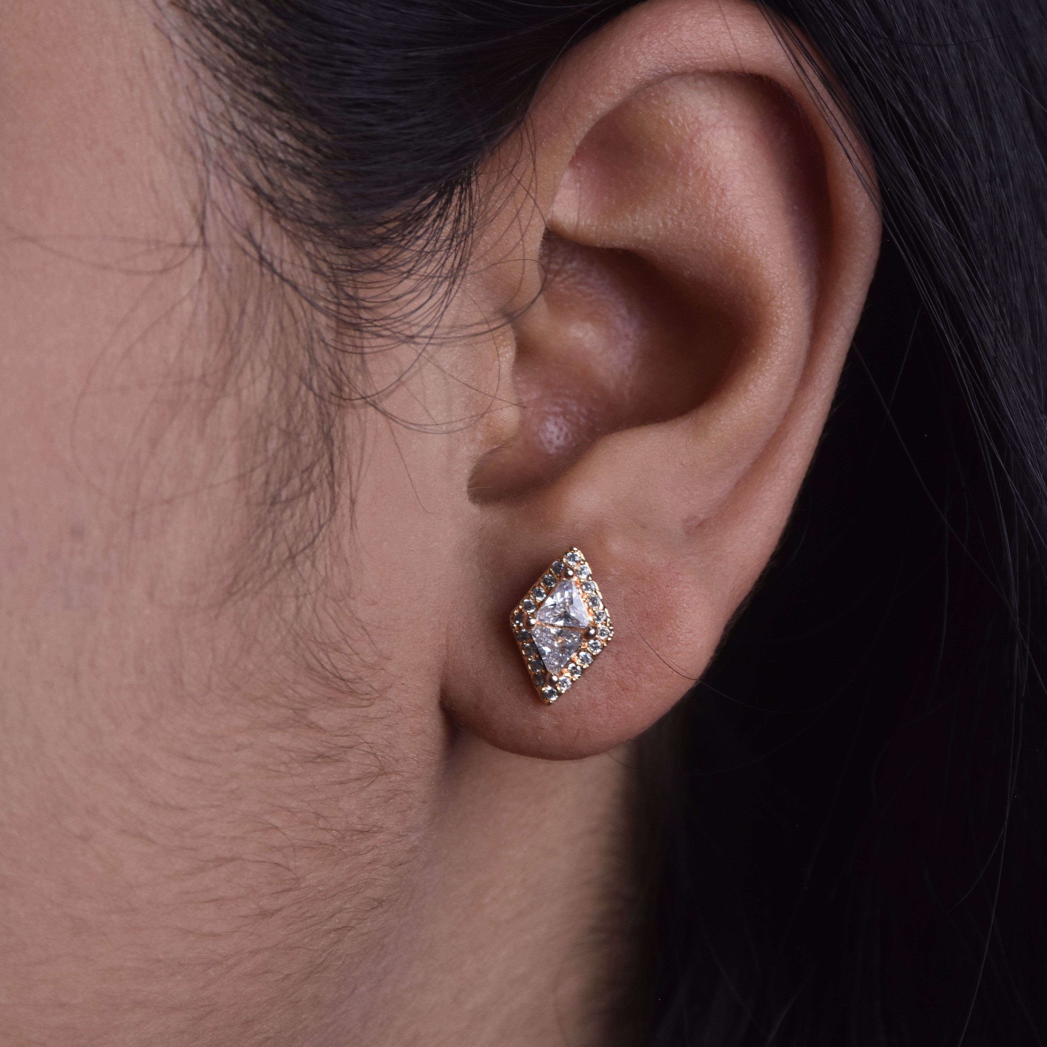 Sharvani CZ Diamond cut Stud Earrings