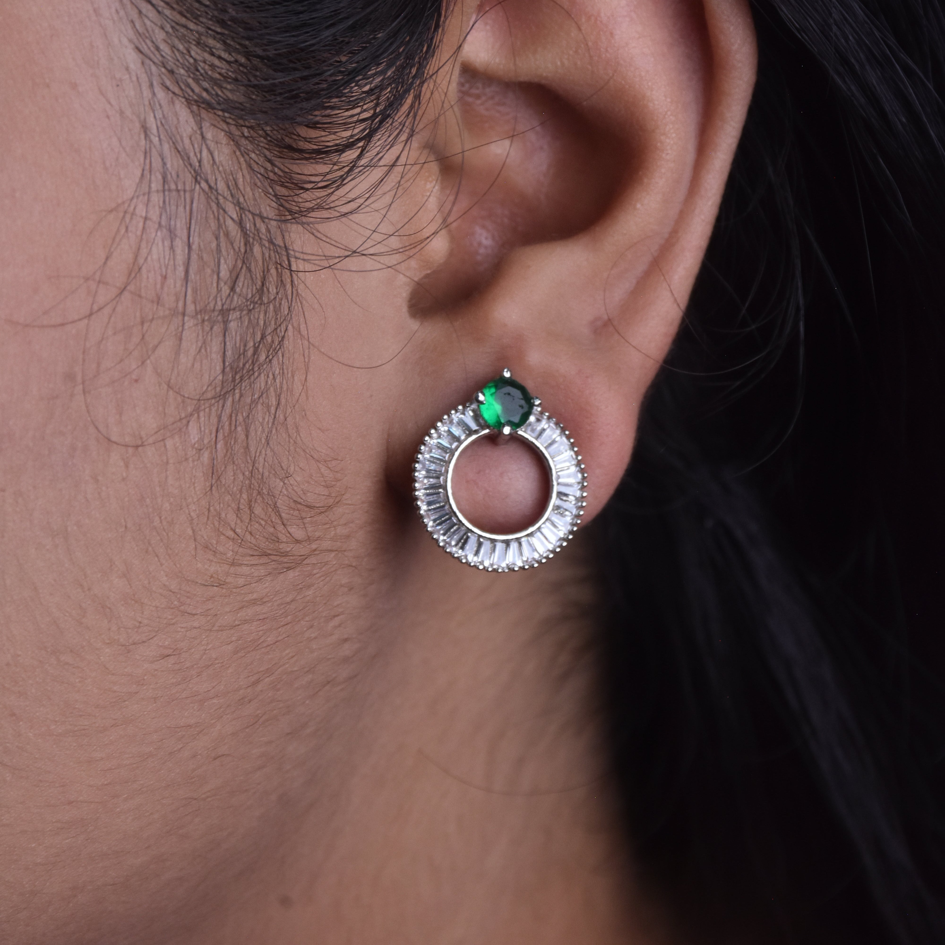 Ronavika CZ Diamond cut Stud Earrings