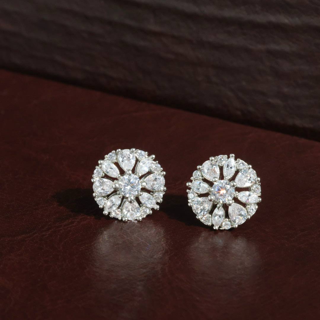 Charita CZ Diamond cut Stud Earrings