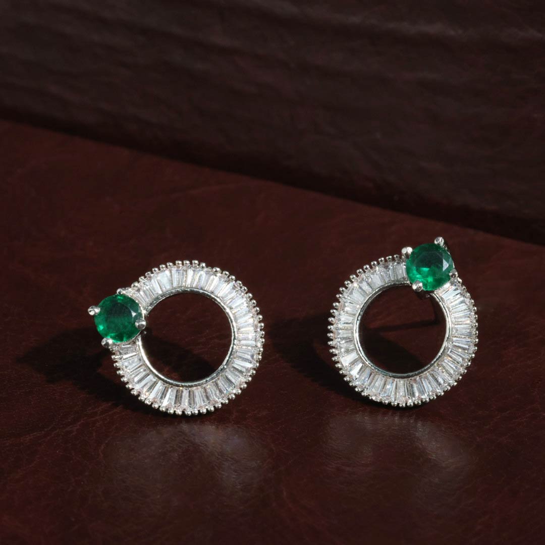 Ronavika CZ Diamond cut Stud Earrings