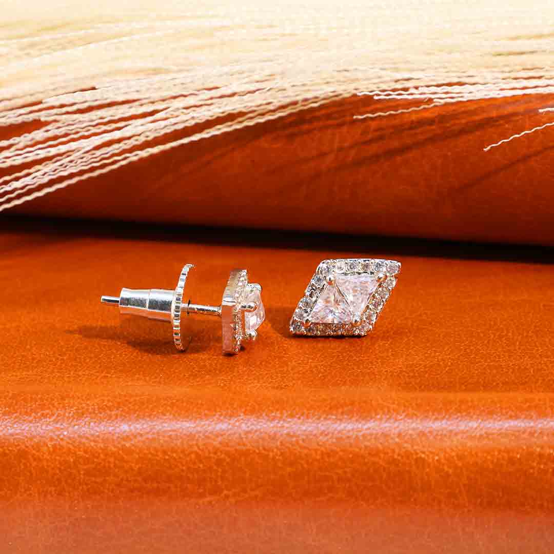Sharvani CZ Diamond cut Stud Earrings