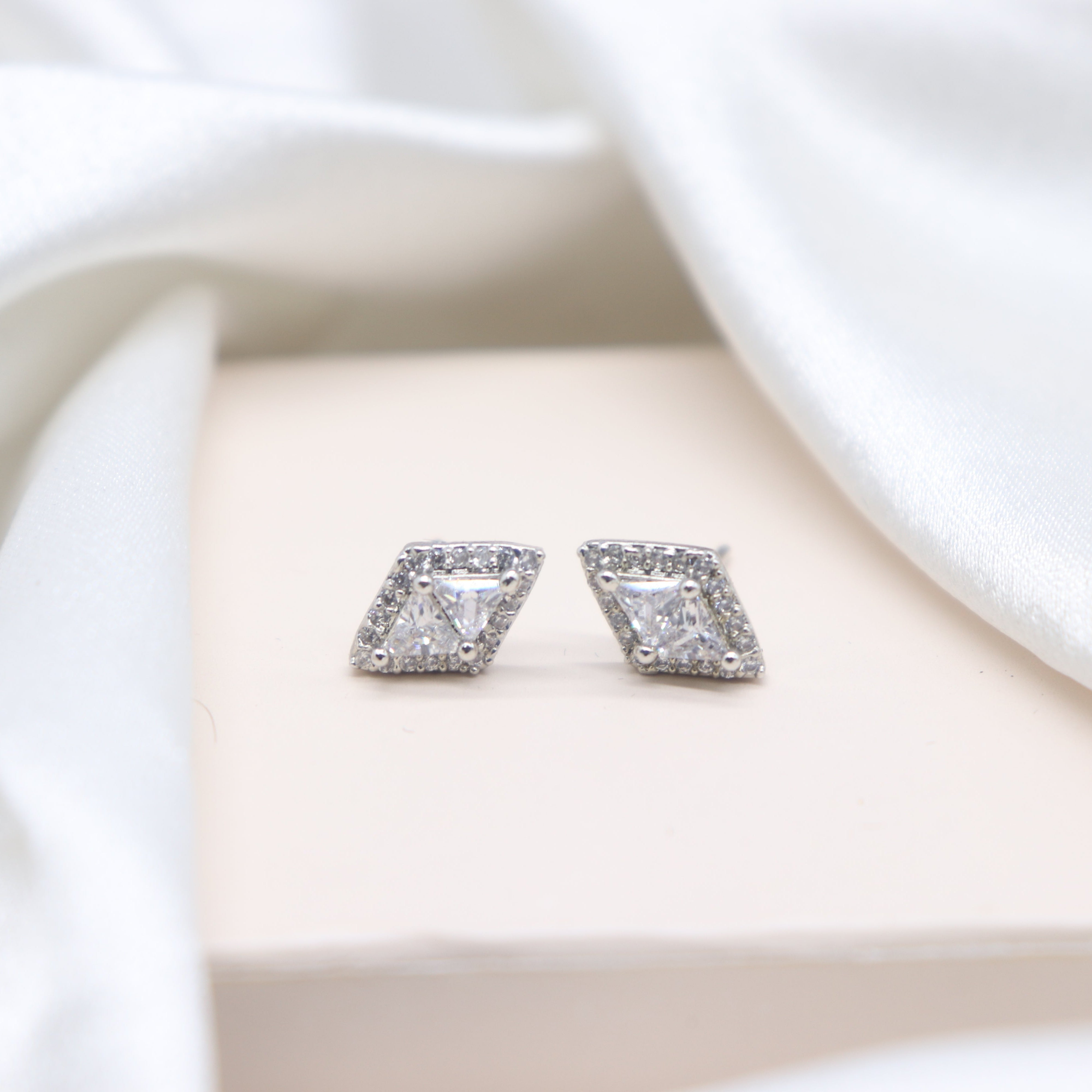 Sharvani CZ Diamond cut Stud Earrings