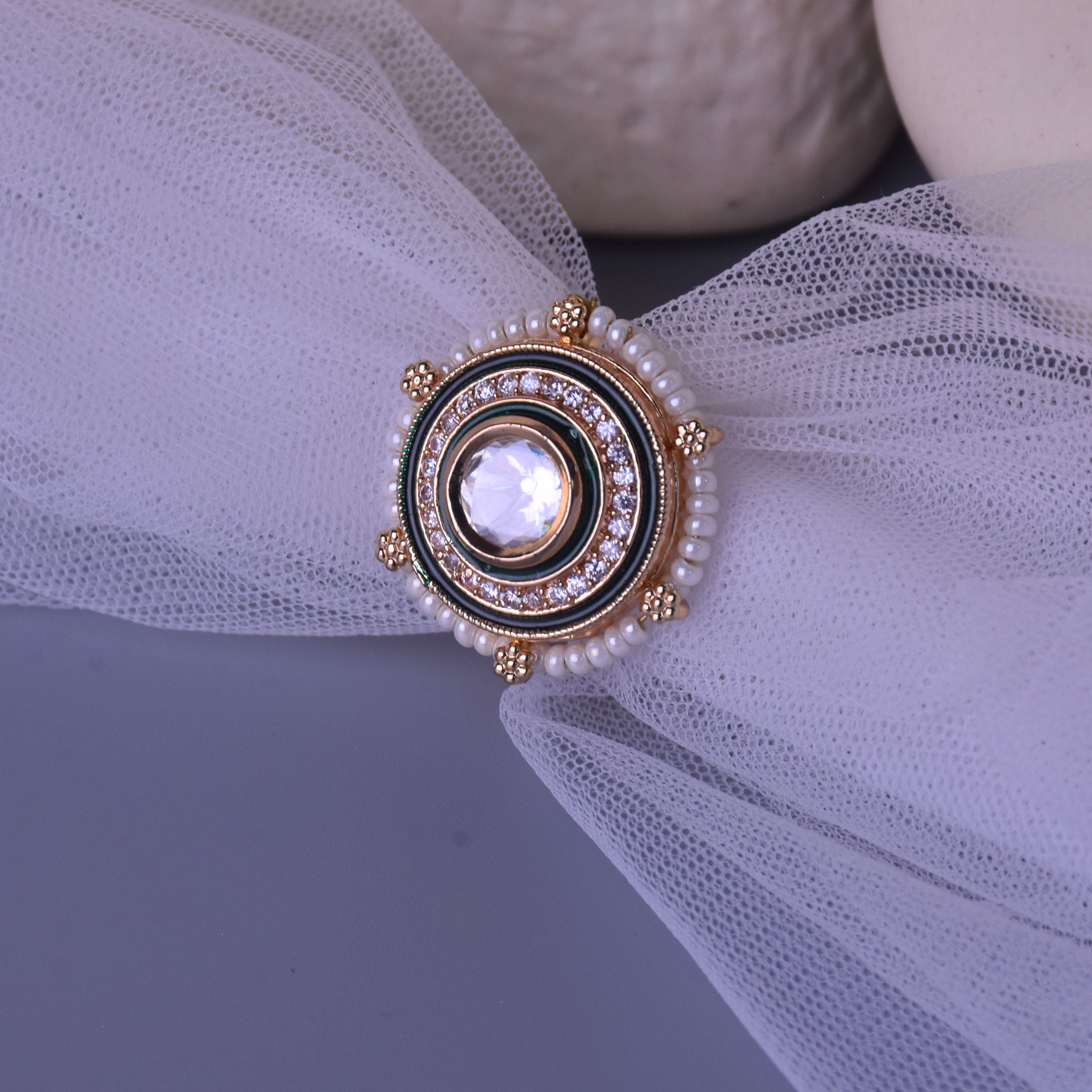 Apsara Kundan Gold Plated Ring