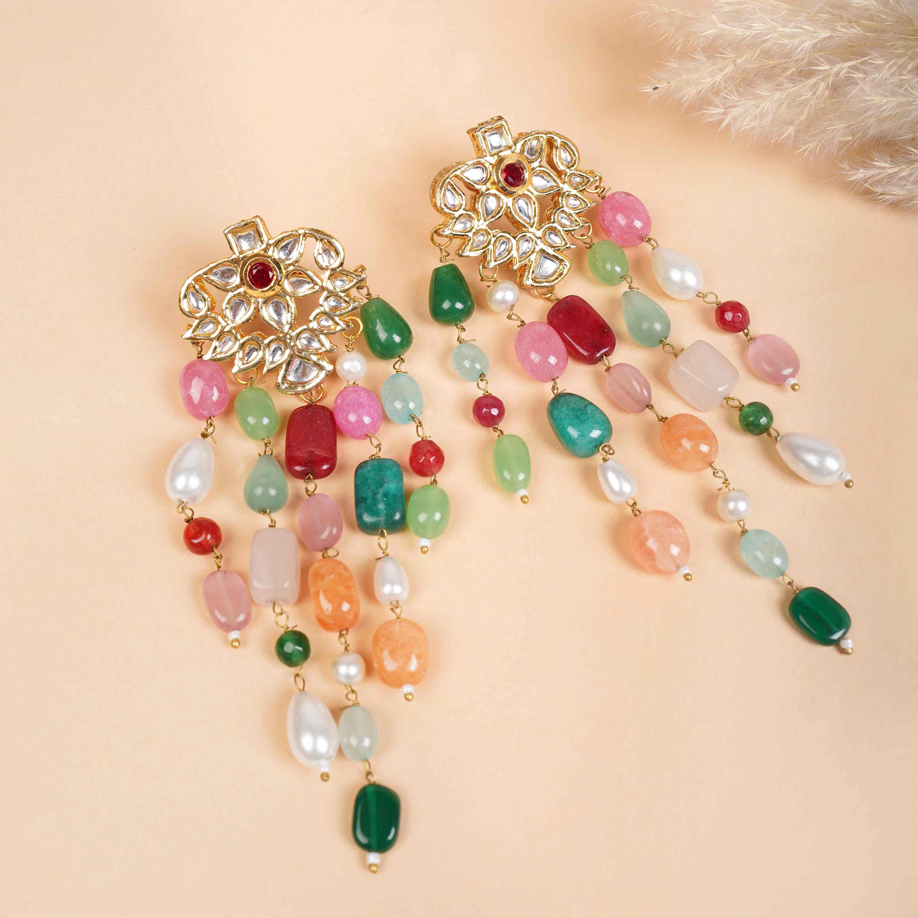 Samira Multicolor Beaded Kundan Earrings