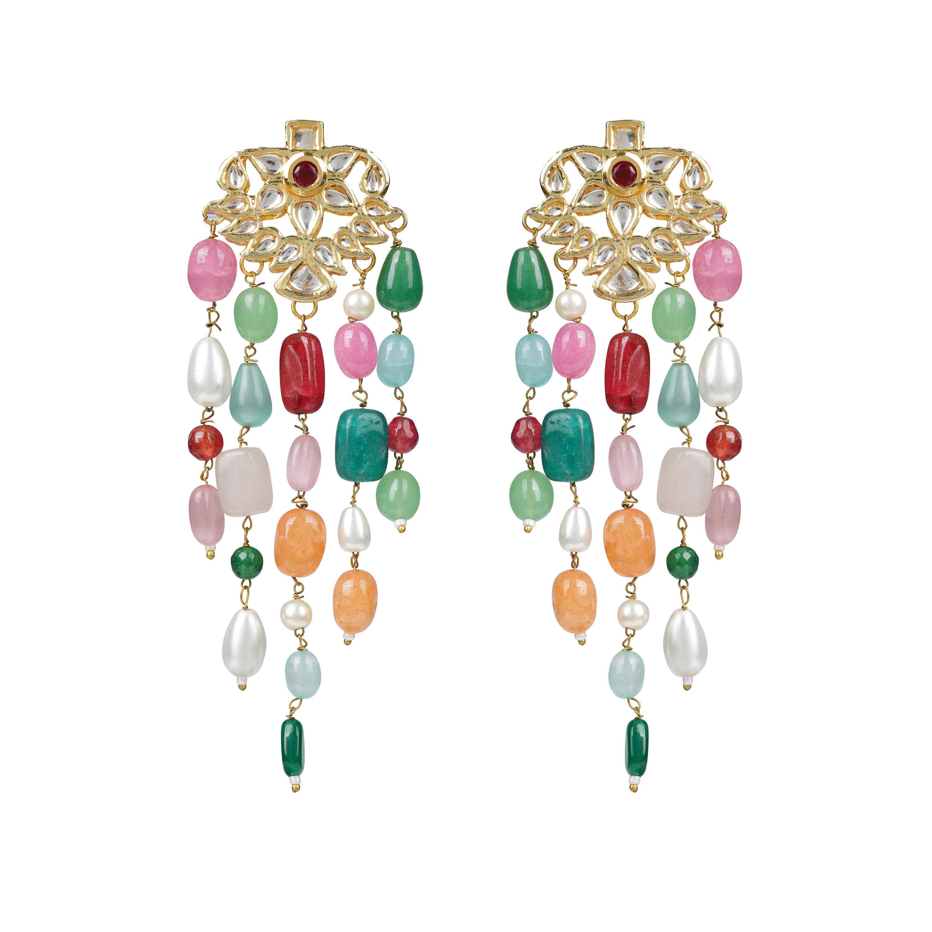 Samira Multicolor Beaded Kundan Earrings