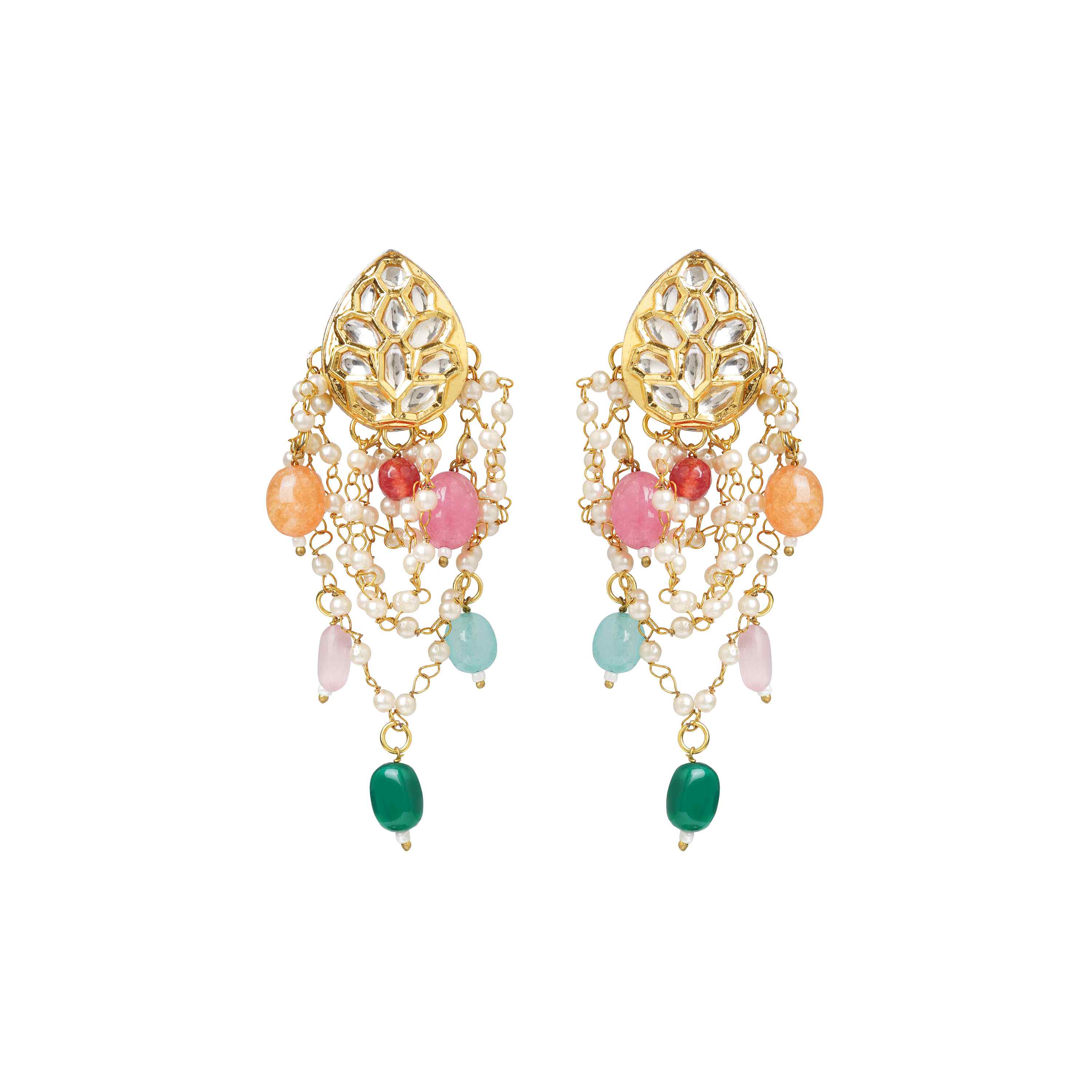 Zoya Kundan Pearl Multicolor Earrings