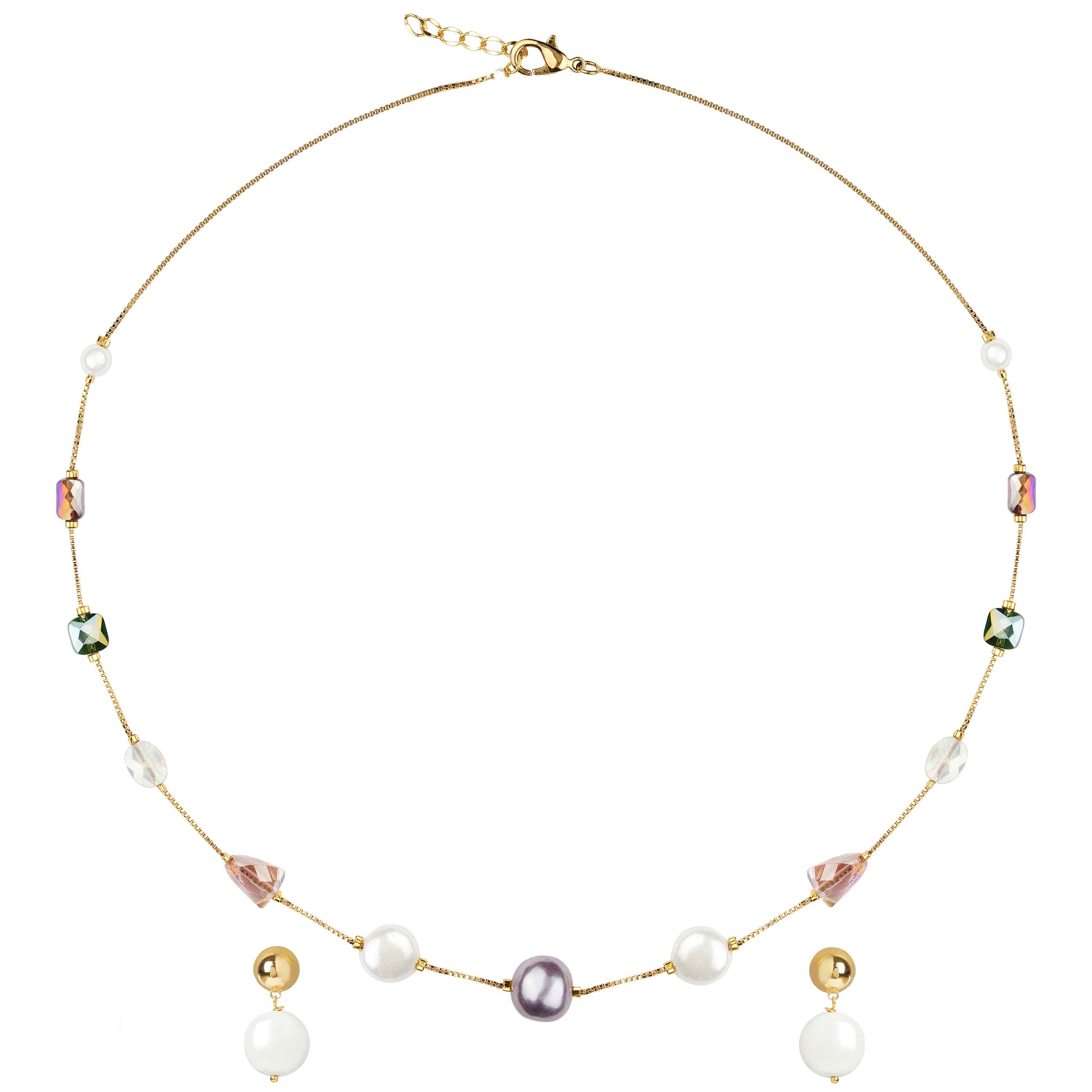 Inaya Pearl & Crystal Beaded Necklace