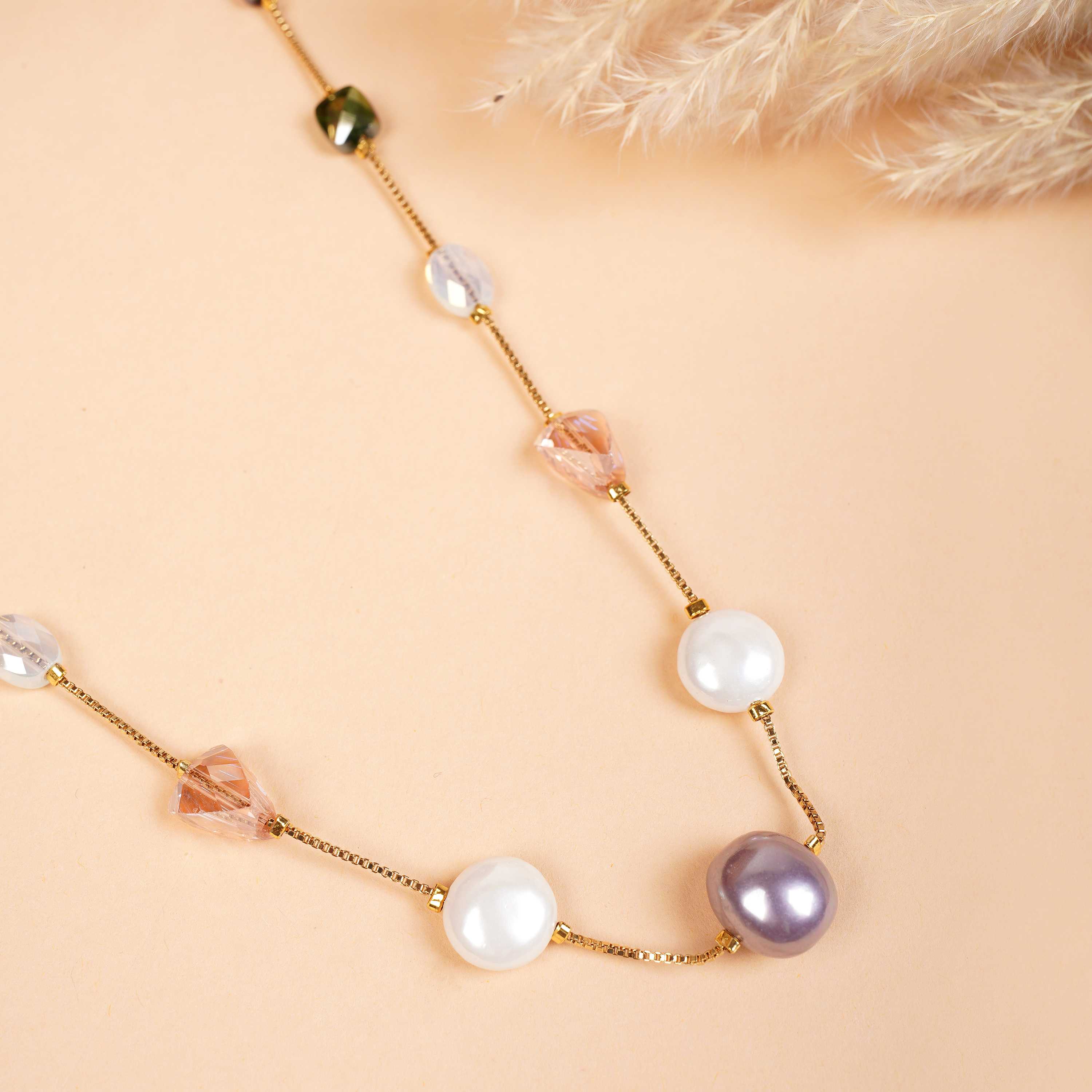 Inaya Pearl & Crystal Beaded Necklace