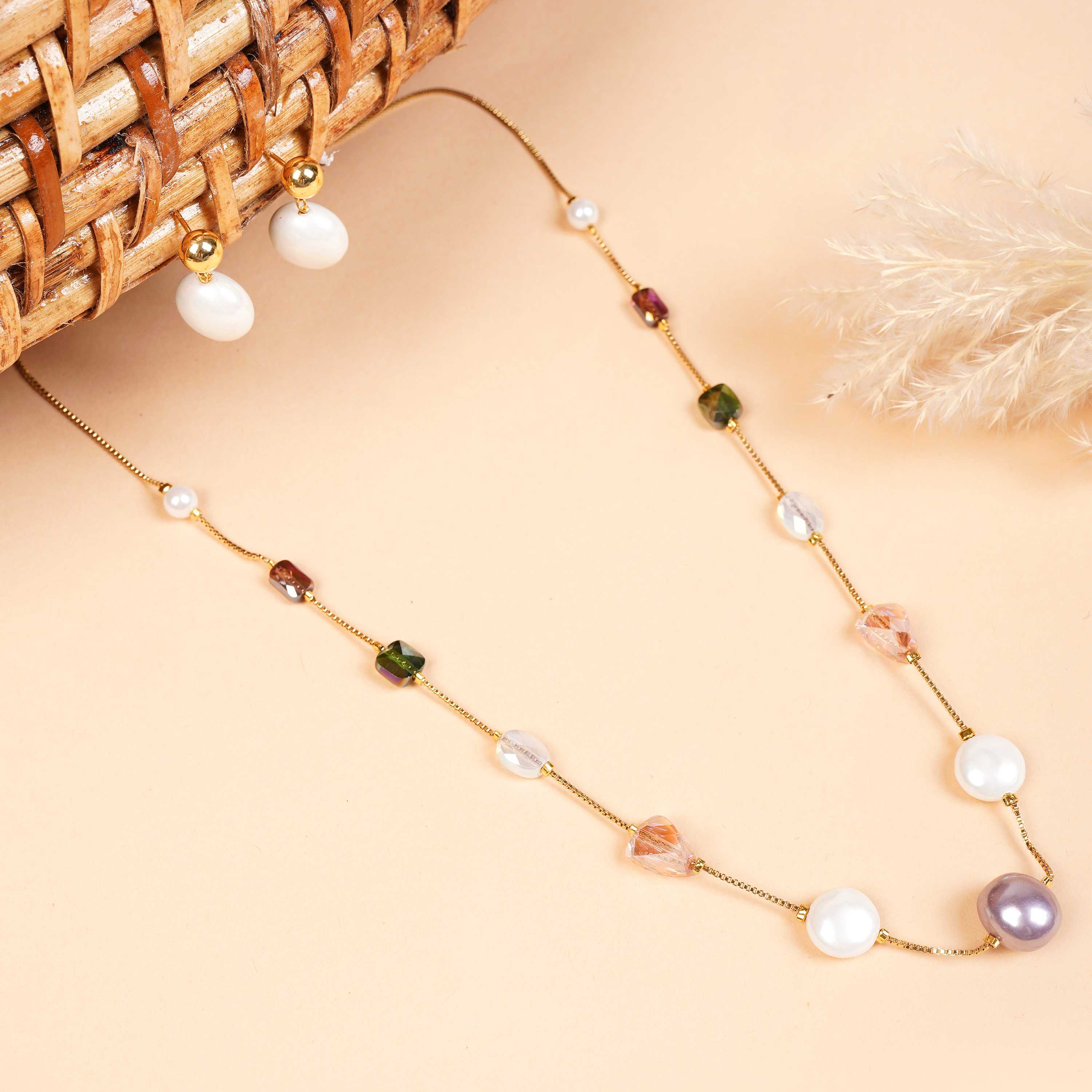 Inaya Pearl & Crystal Beaded Necklace