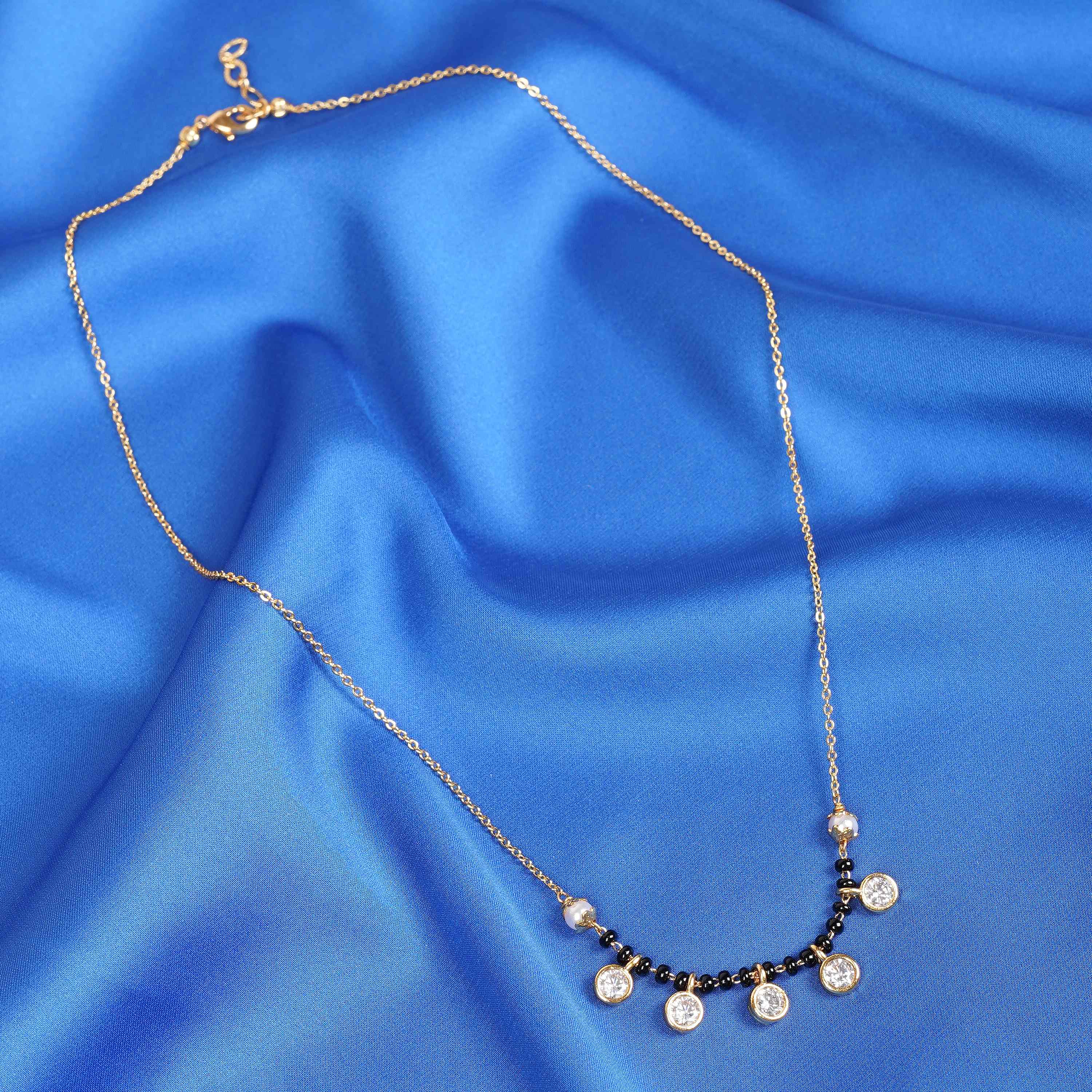 Anita gold plated mangalsutra traditional necklace black beads