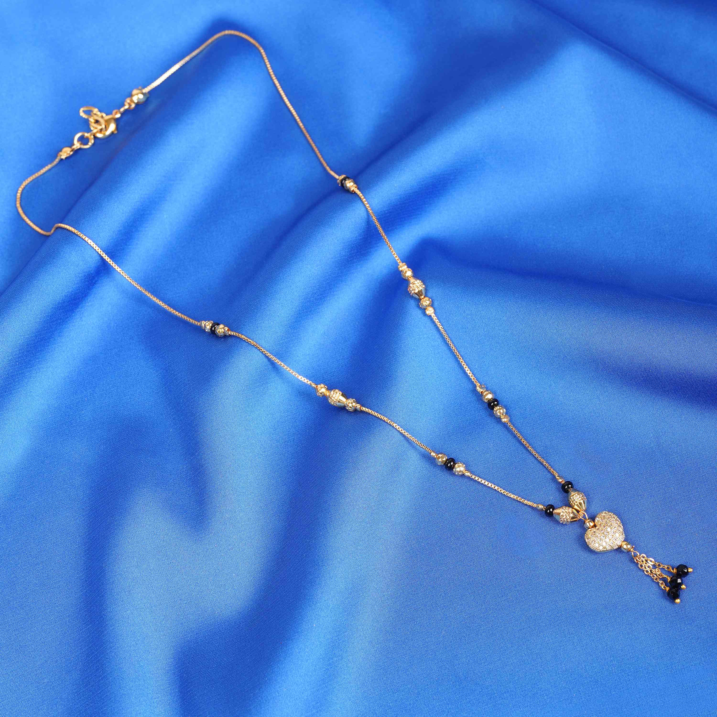 Anjali Gold Plated Mangalsutra black beads necklace Close-Up Product Image